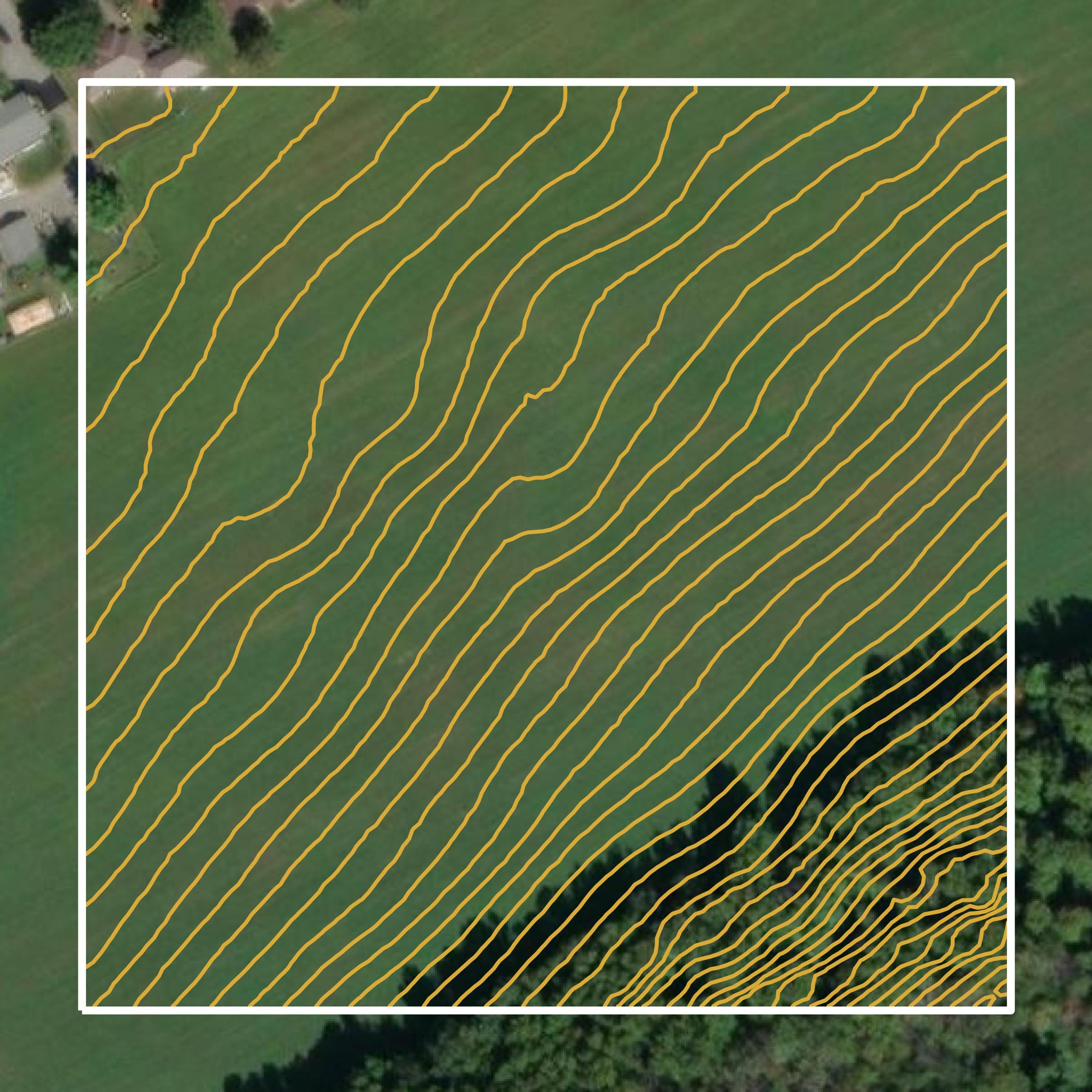 This image shows a contour map in Snyder County created using GIS data in Equator.