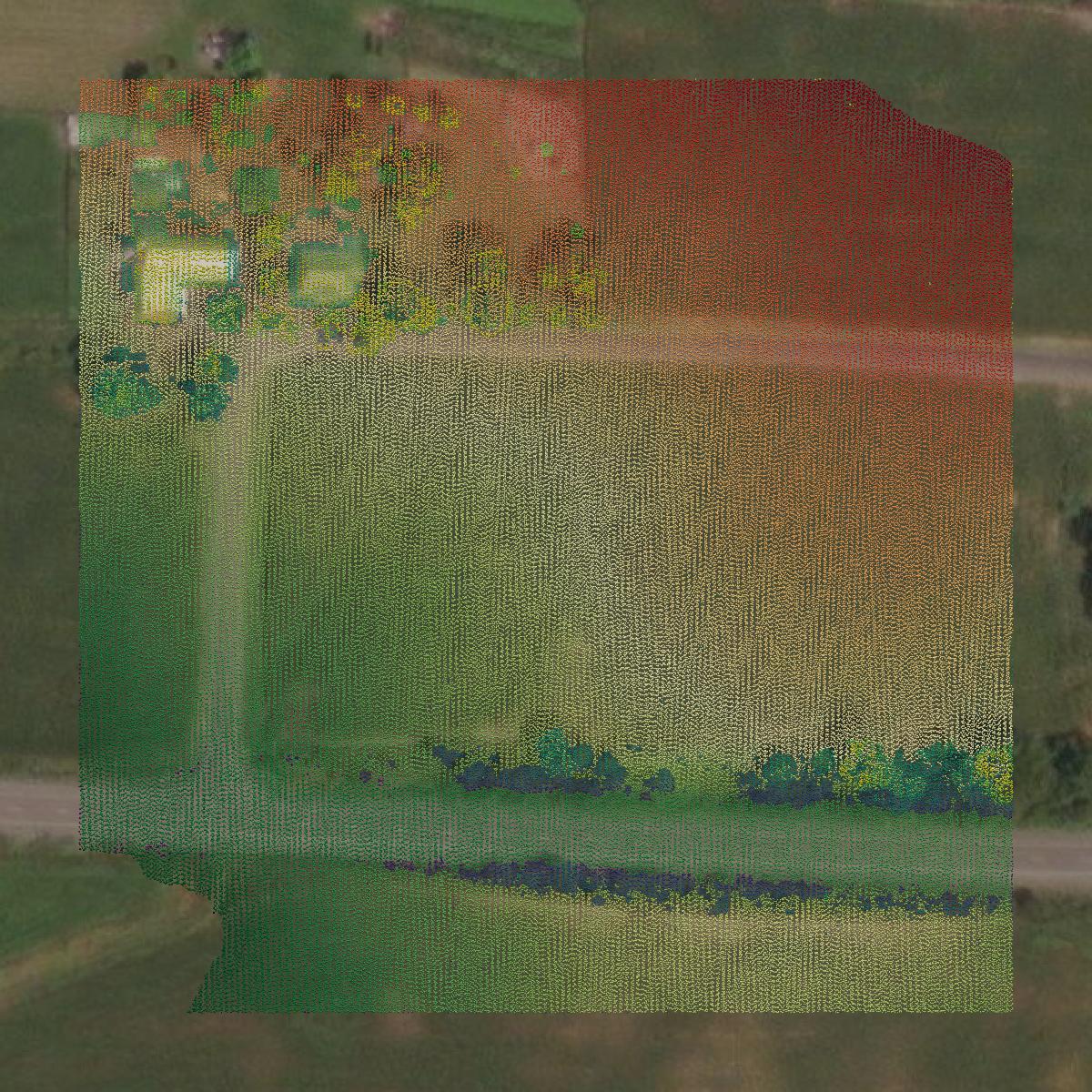 This image shows a LiDAR point cloud in Snyder County created using GIS data in Equator.