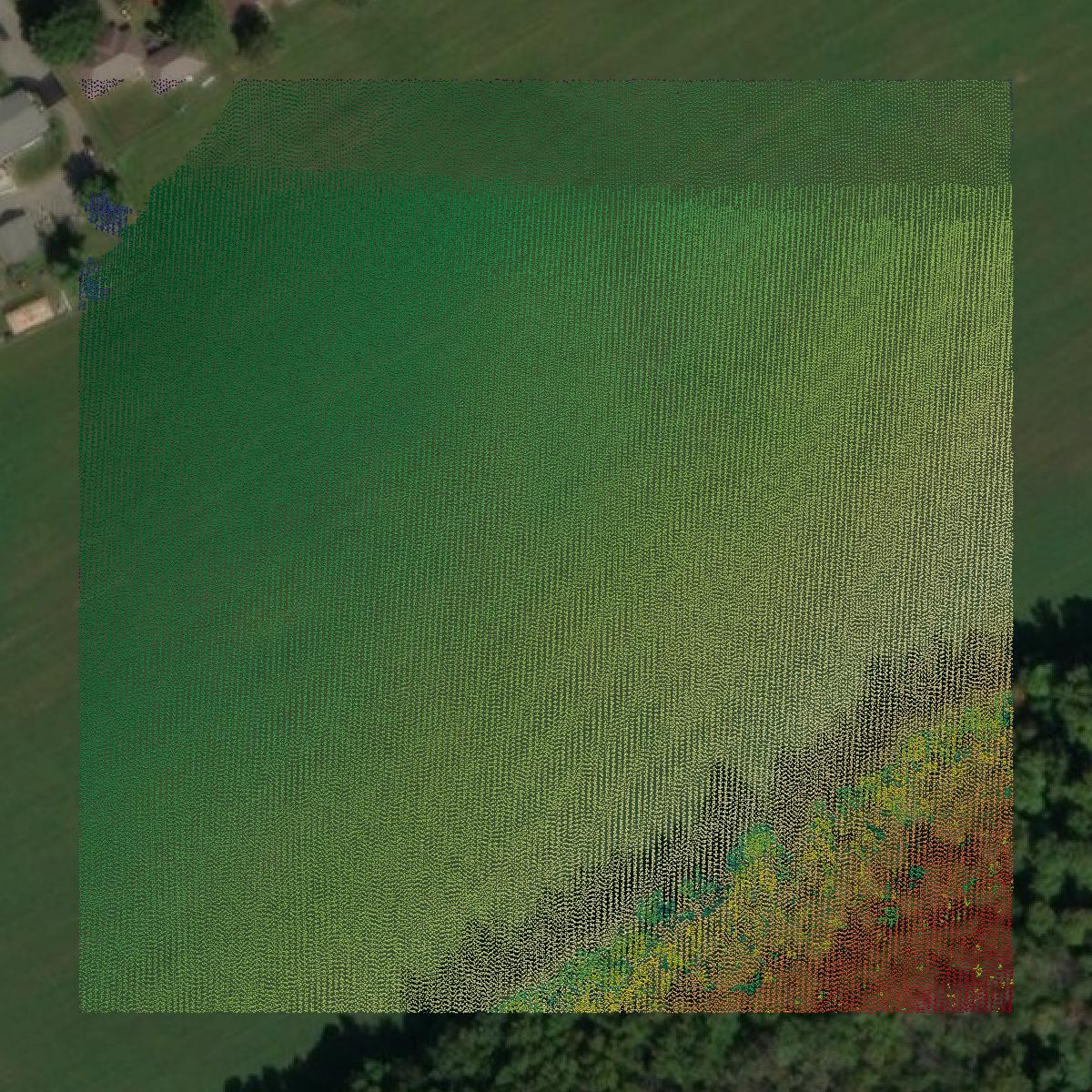 This image shows a LiDAR point cloud in Snyder County created using GIS data in Equator.