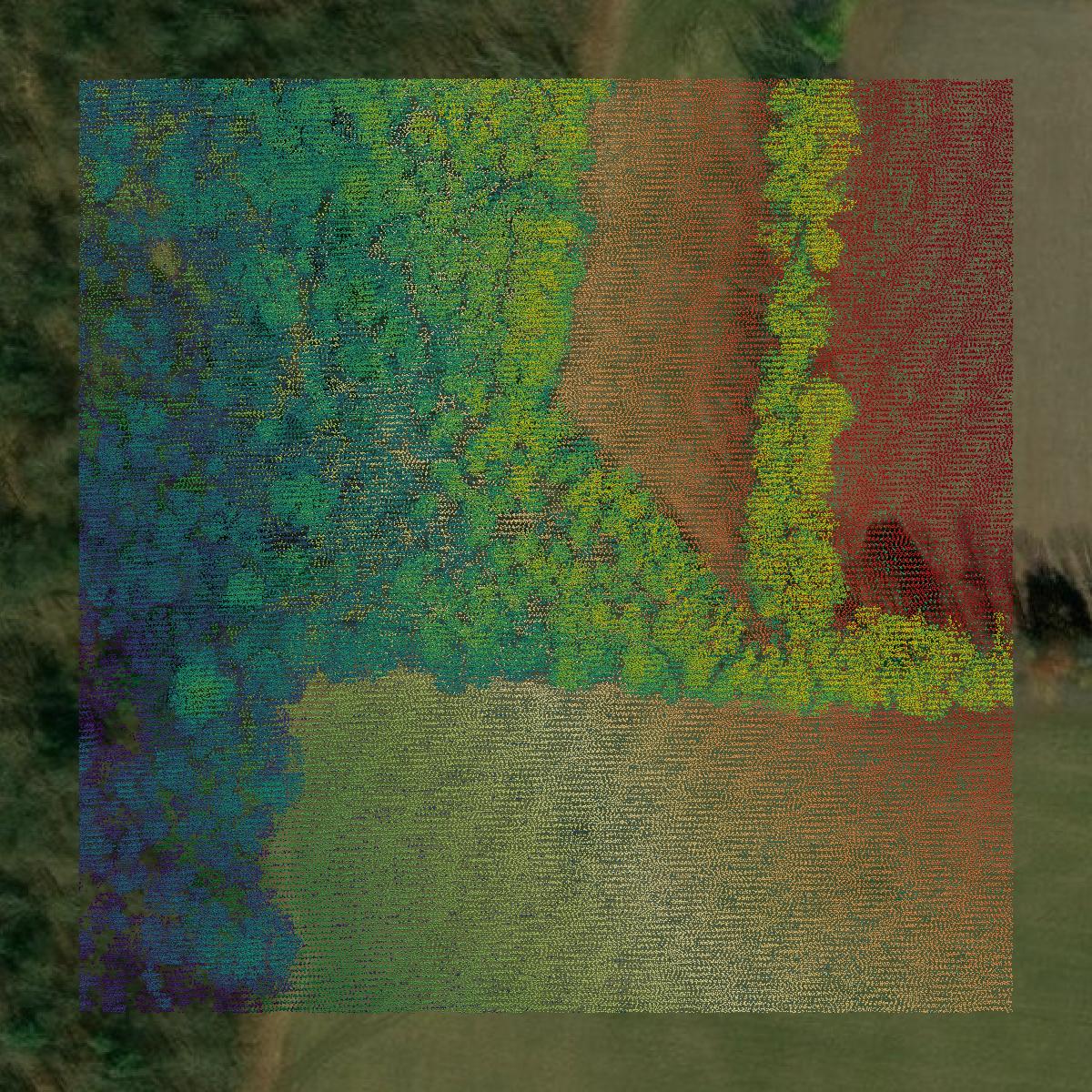 This image shows a LiDAR point cloud in Susquehanna County created using GIS data in Equator.