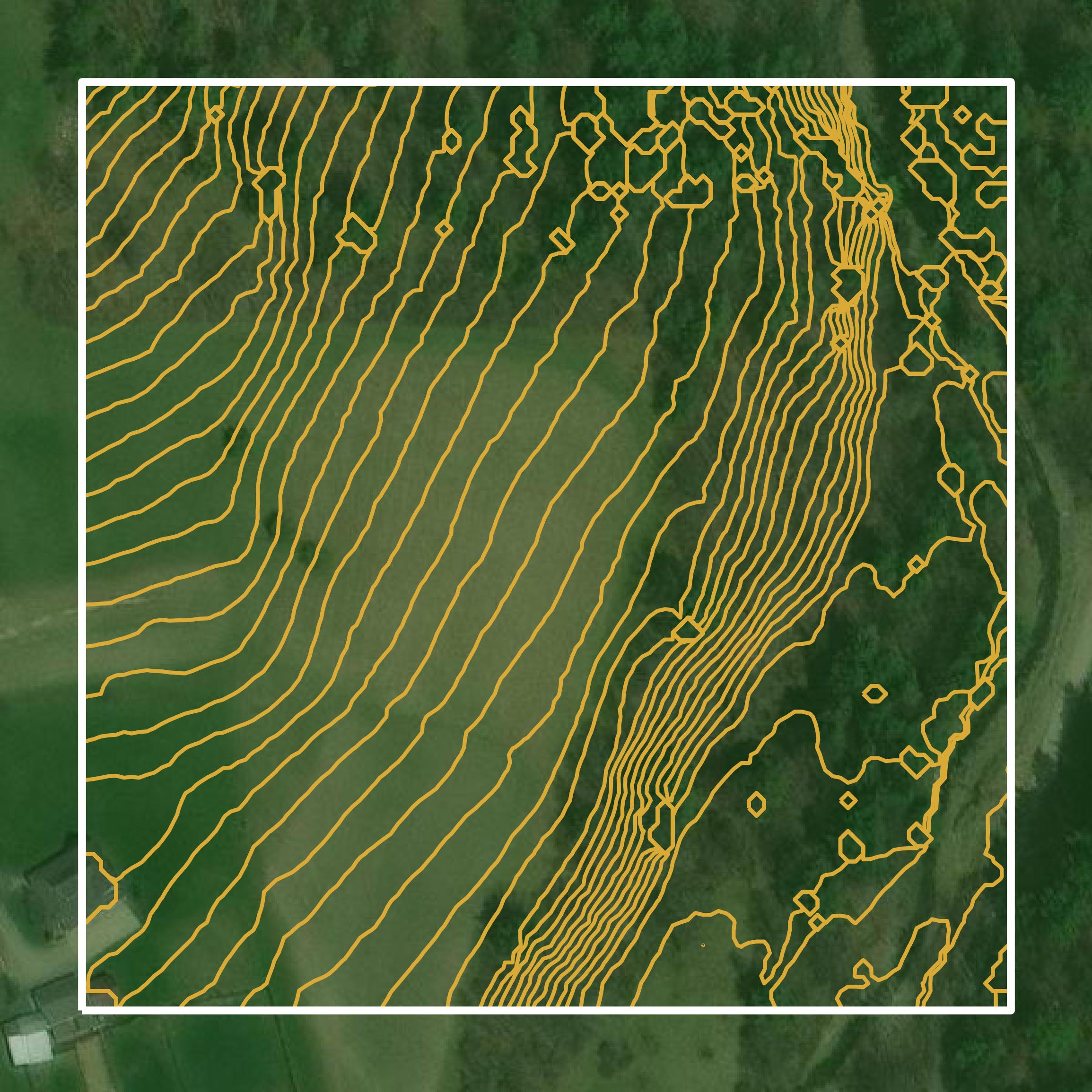 This image shows a contour map in Tioga County created using GIS data in Equator.