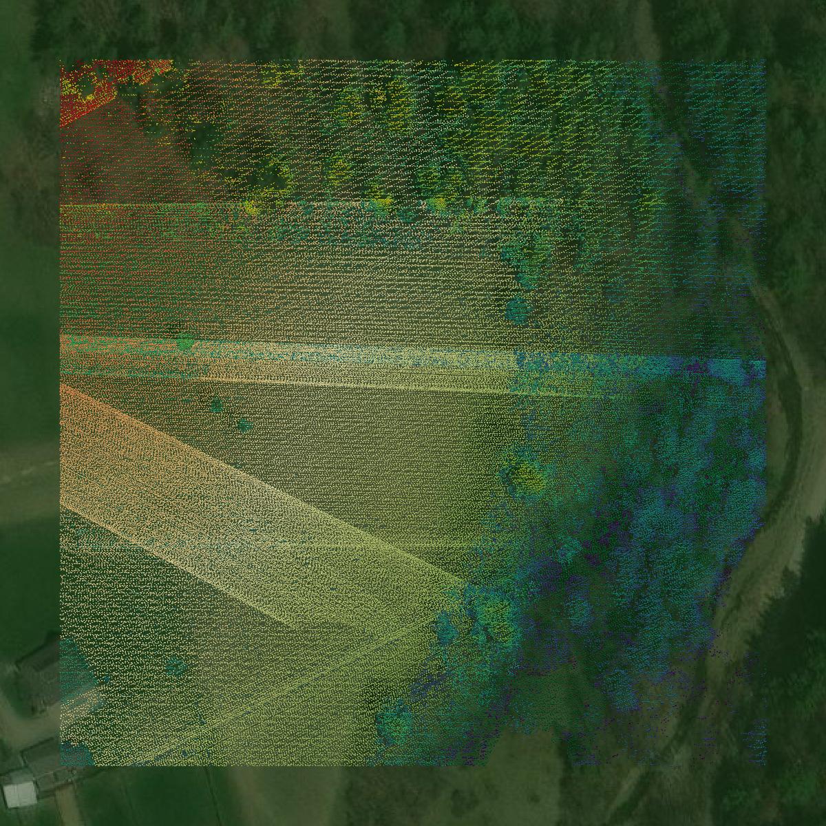 This image shows a LiDAR point cloud in Tioga County created using GIS data in Equator.