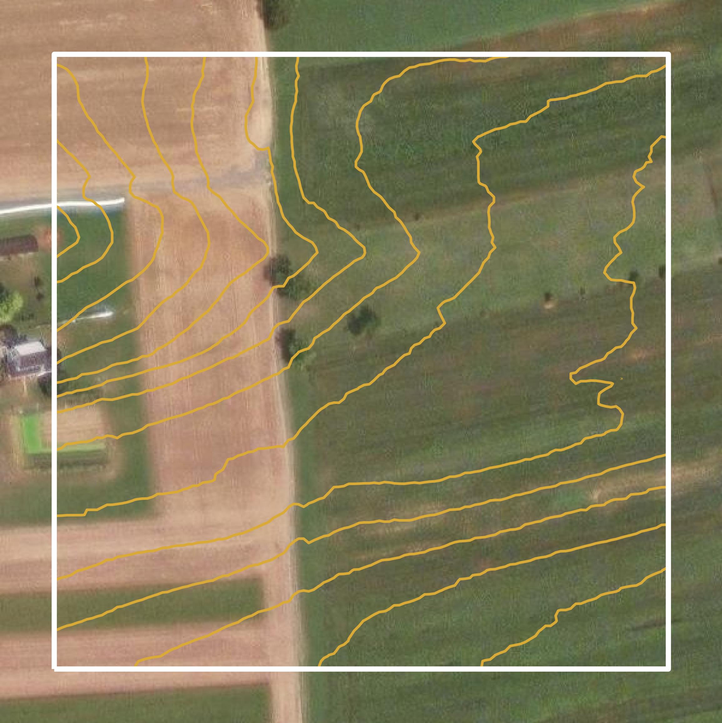 This image shows a contour map in Union County created using GIS data in Equator.