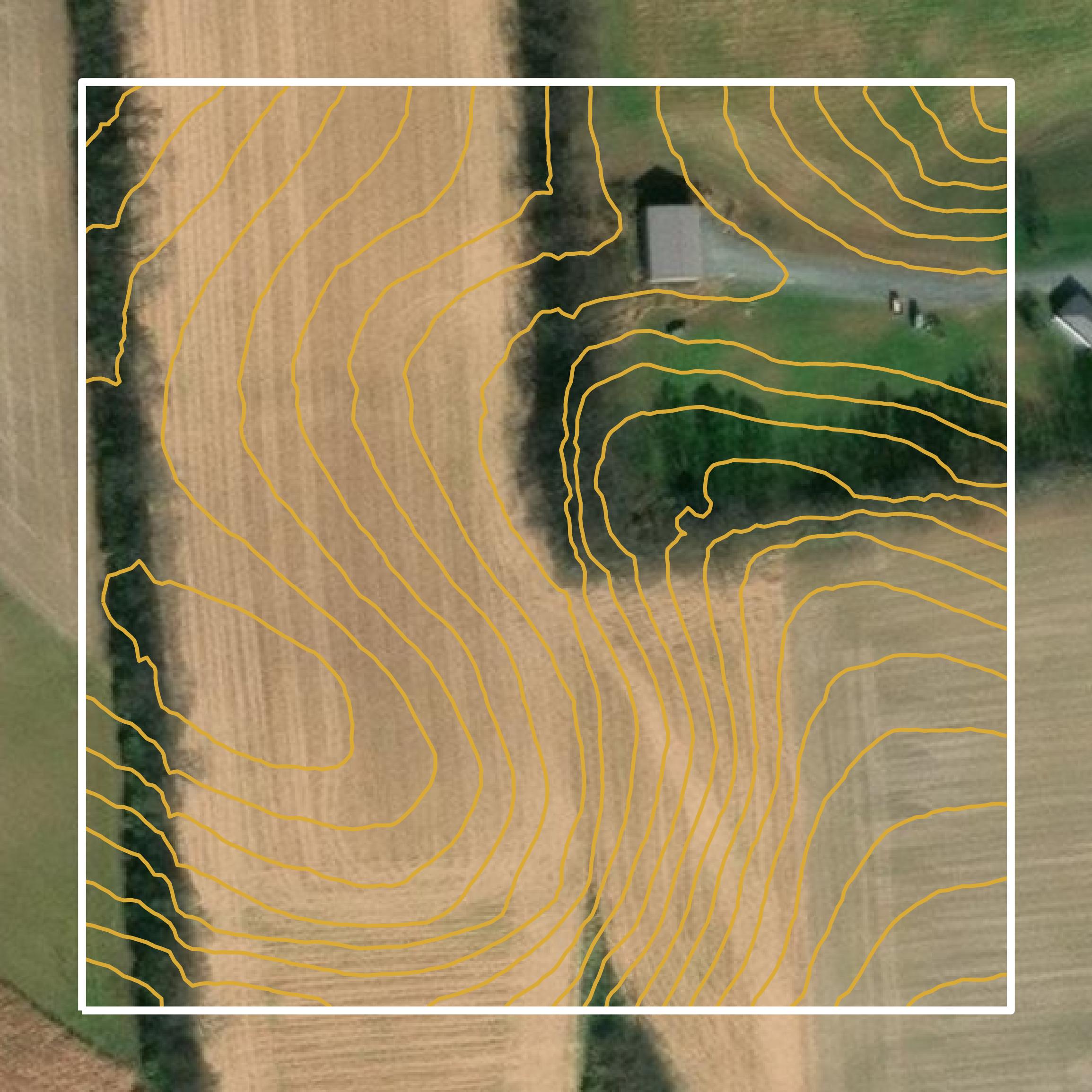 This image shows a contour map in Union County created using GIS data in Equator.
