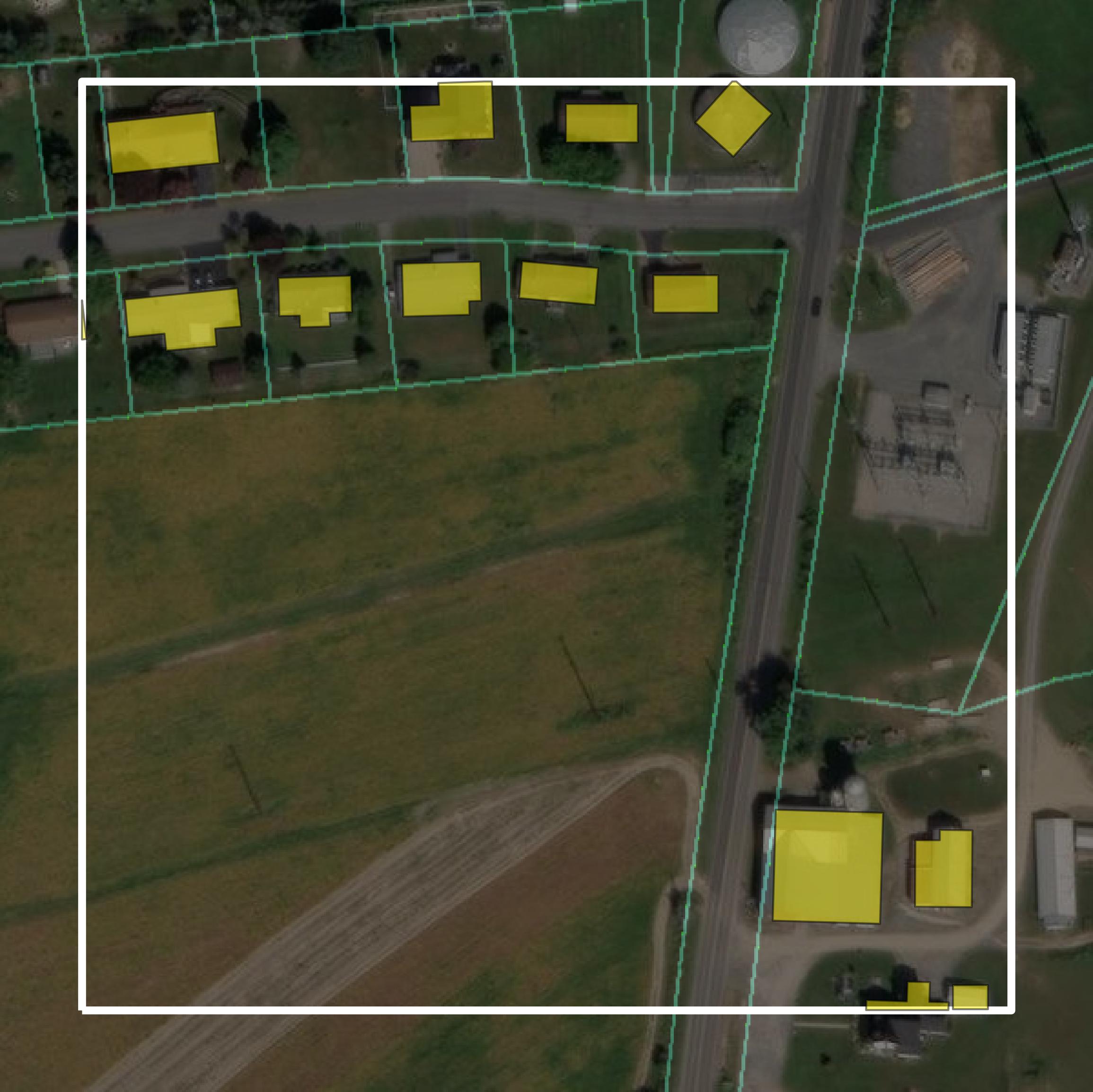 This image shows parcel and building data in Union County created using GIS data in Equator.