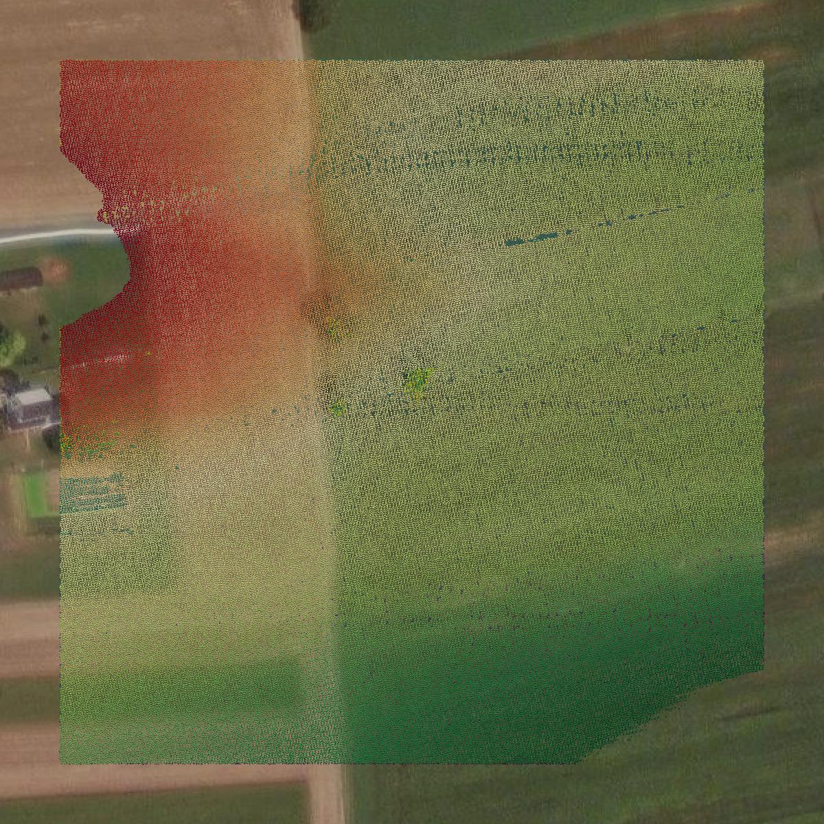 This image shows a LiDAR point cloud in Union County created using GIS data in Equator.
