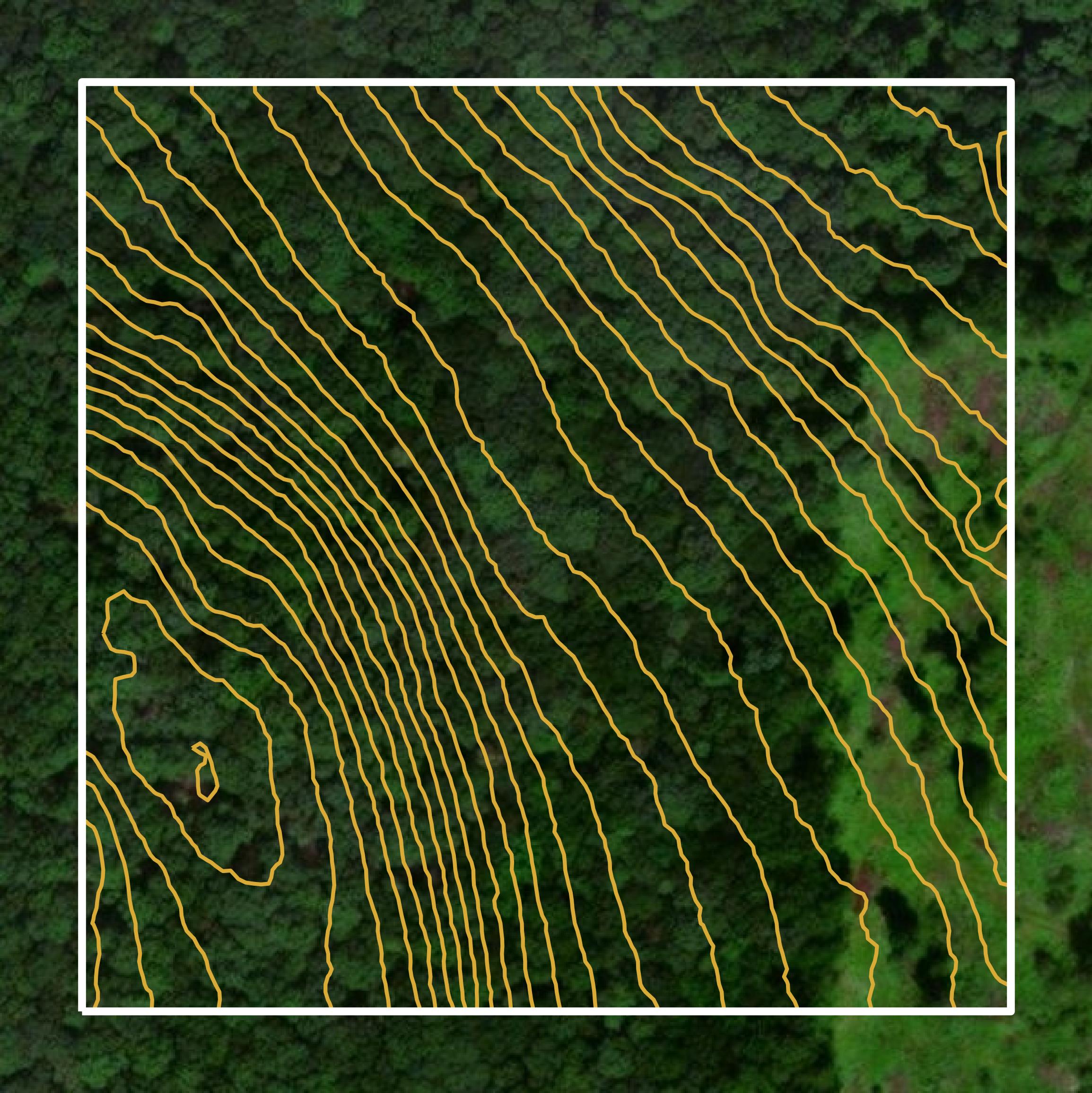 This image shows a contour map in Venango County created using GIS data in Equator.