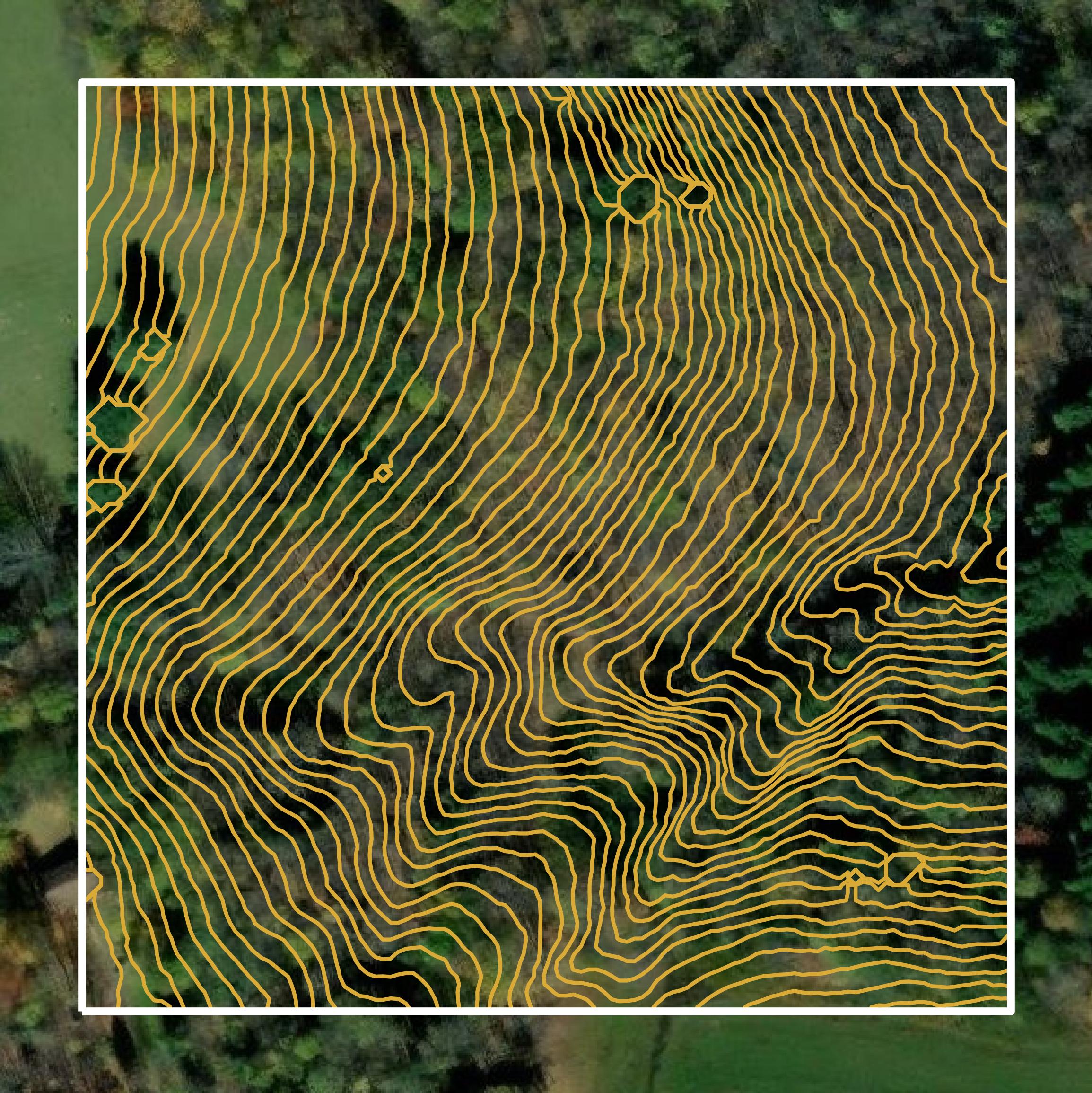 This image shows a contour map in Warren County created using GIS data in Equator.