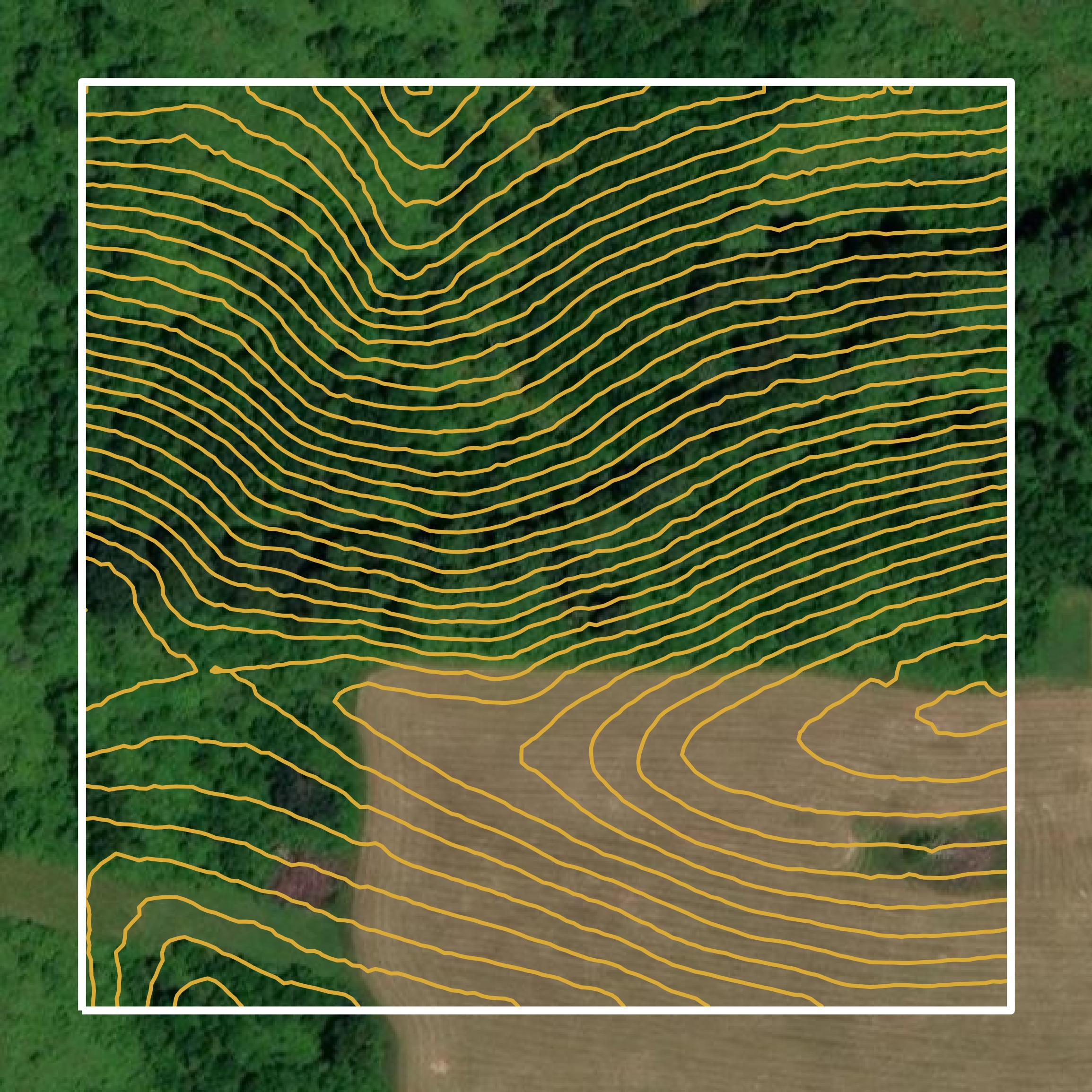 This image shows a contour map in Washington County created using GIS data in Equator.