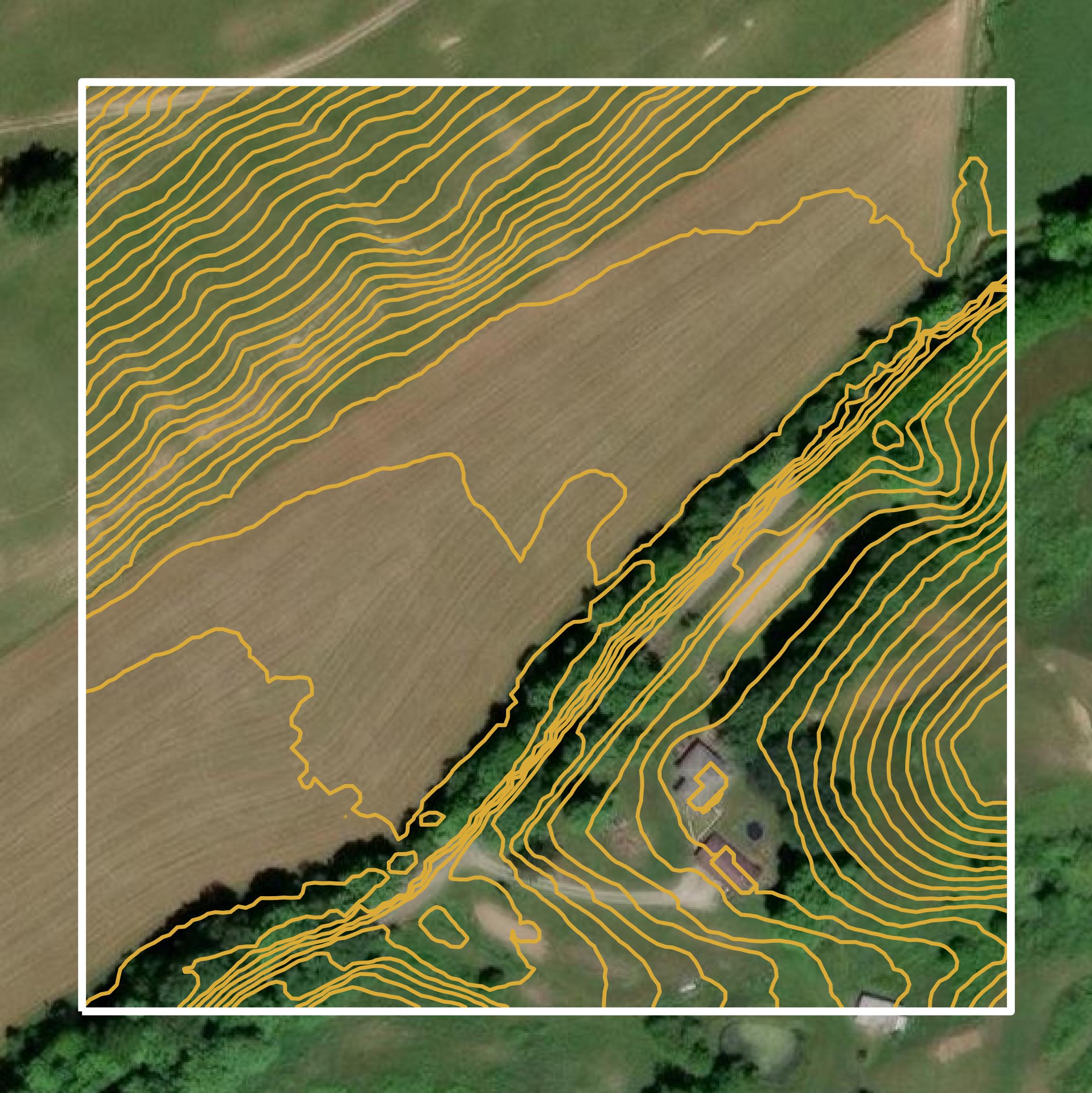 This image shows a contour map in Washington County created using GIS data in Equator.