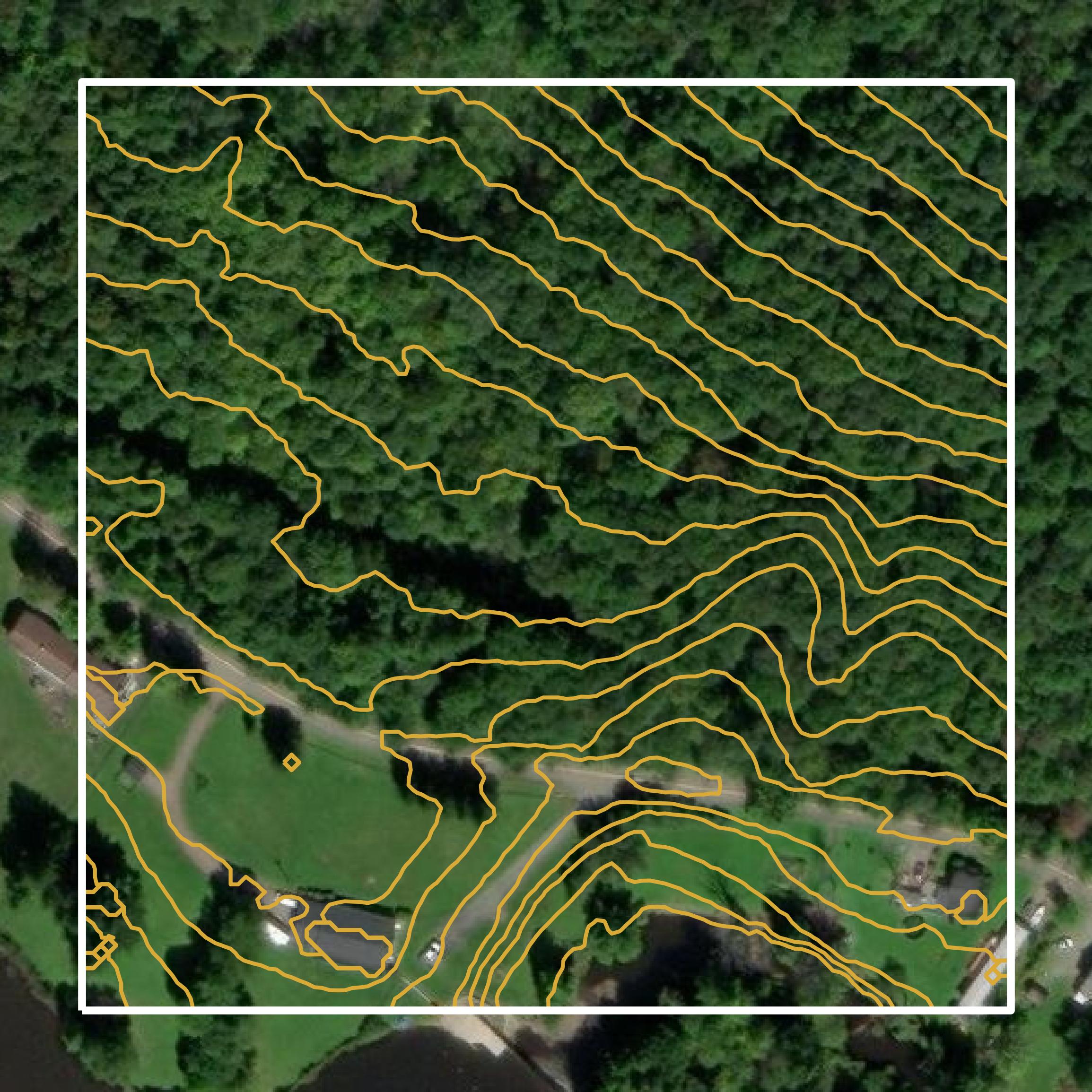 This image shows a contour map in Wayne County created using GIS data in Equator.