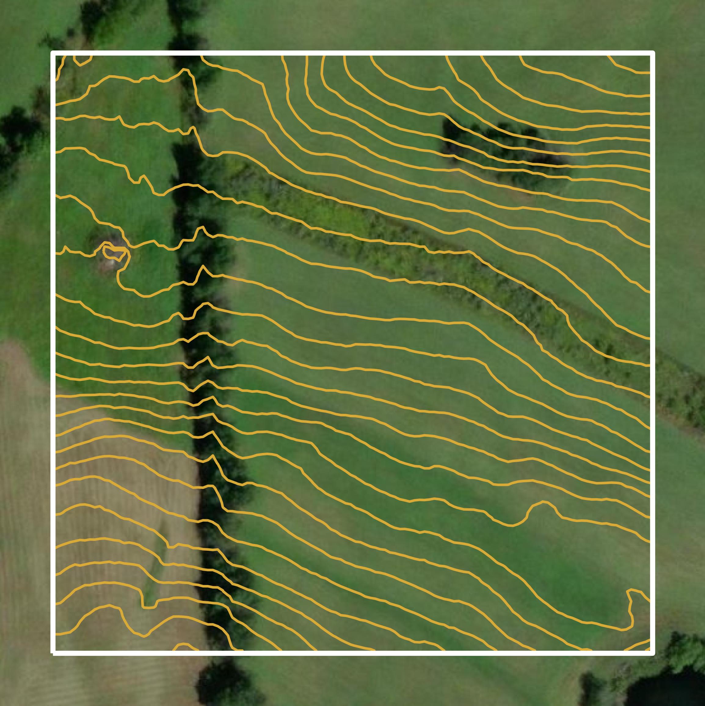 This image shows a contour map in Wyoming County created using GIS data in Equator.