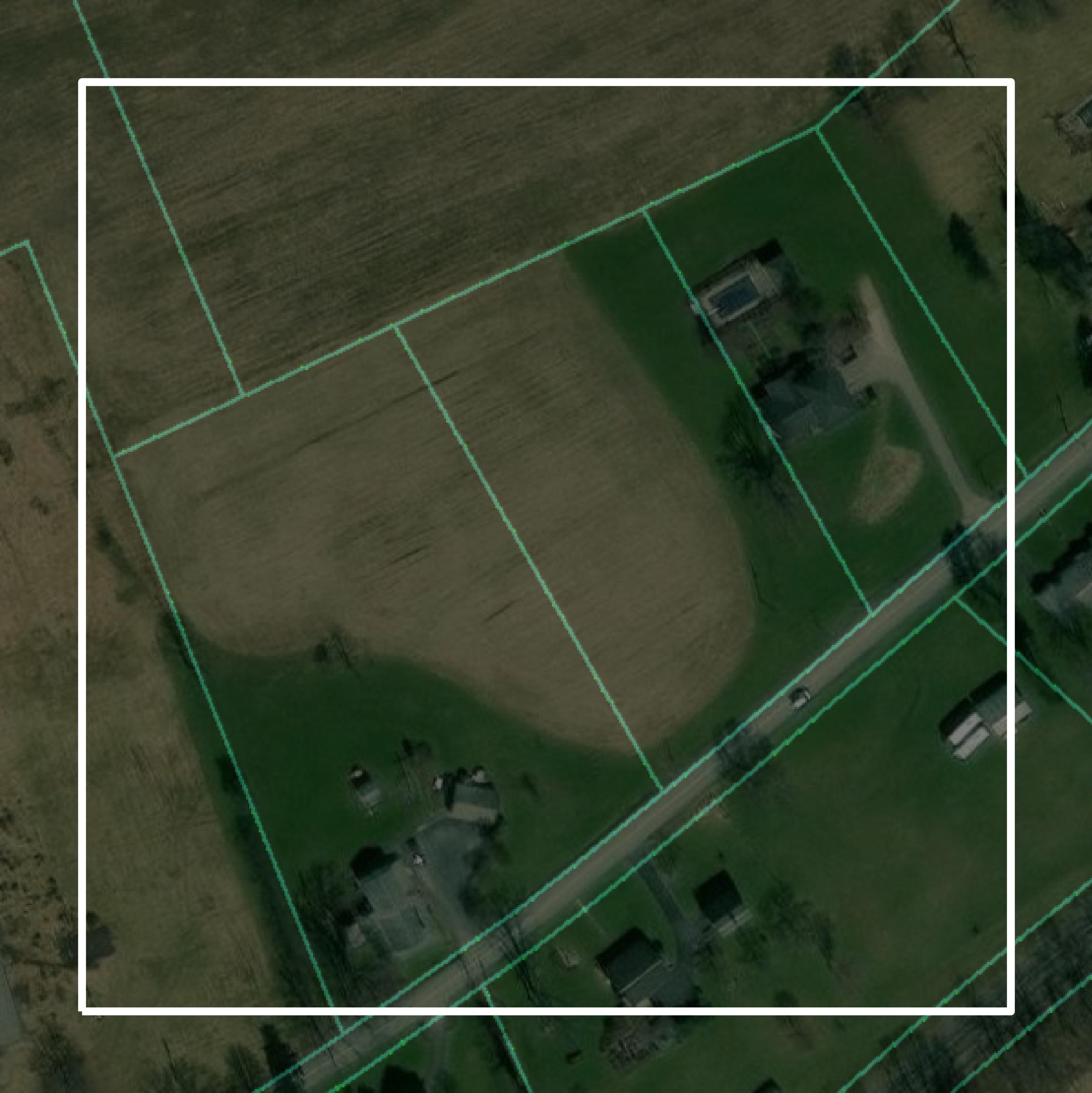 This image shows parcel and building data in Wyoming County created using GIS data in Equator.