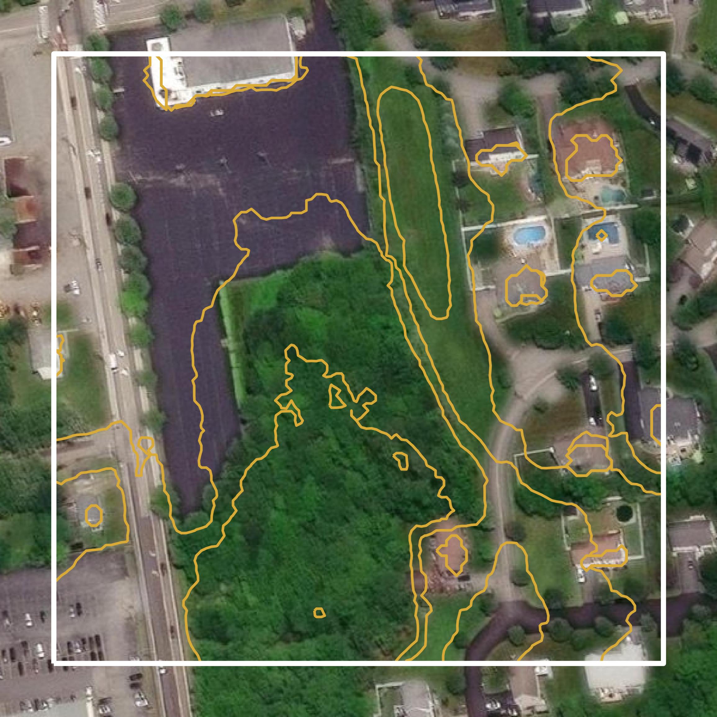 This image shows a contour map in Bristol County created using GIS data in Equator.