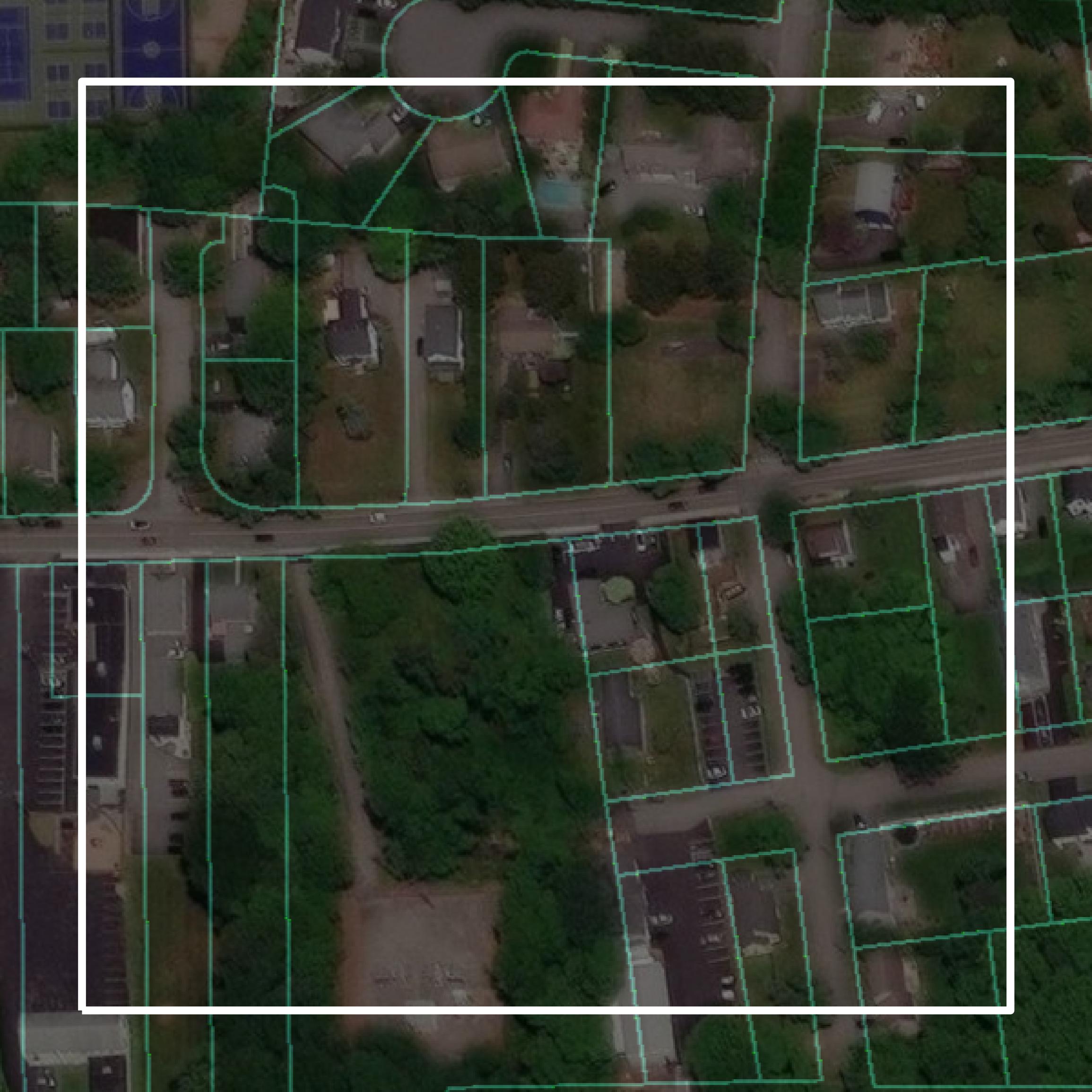 This image shows parcel and building data in Bristol County created using GIS data in Equator.