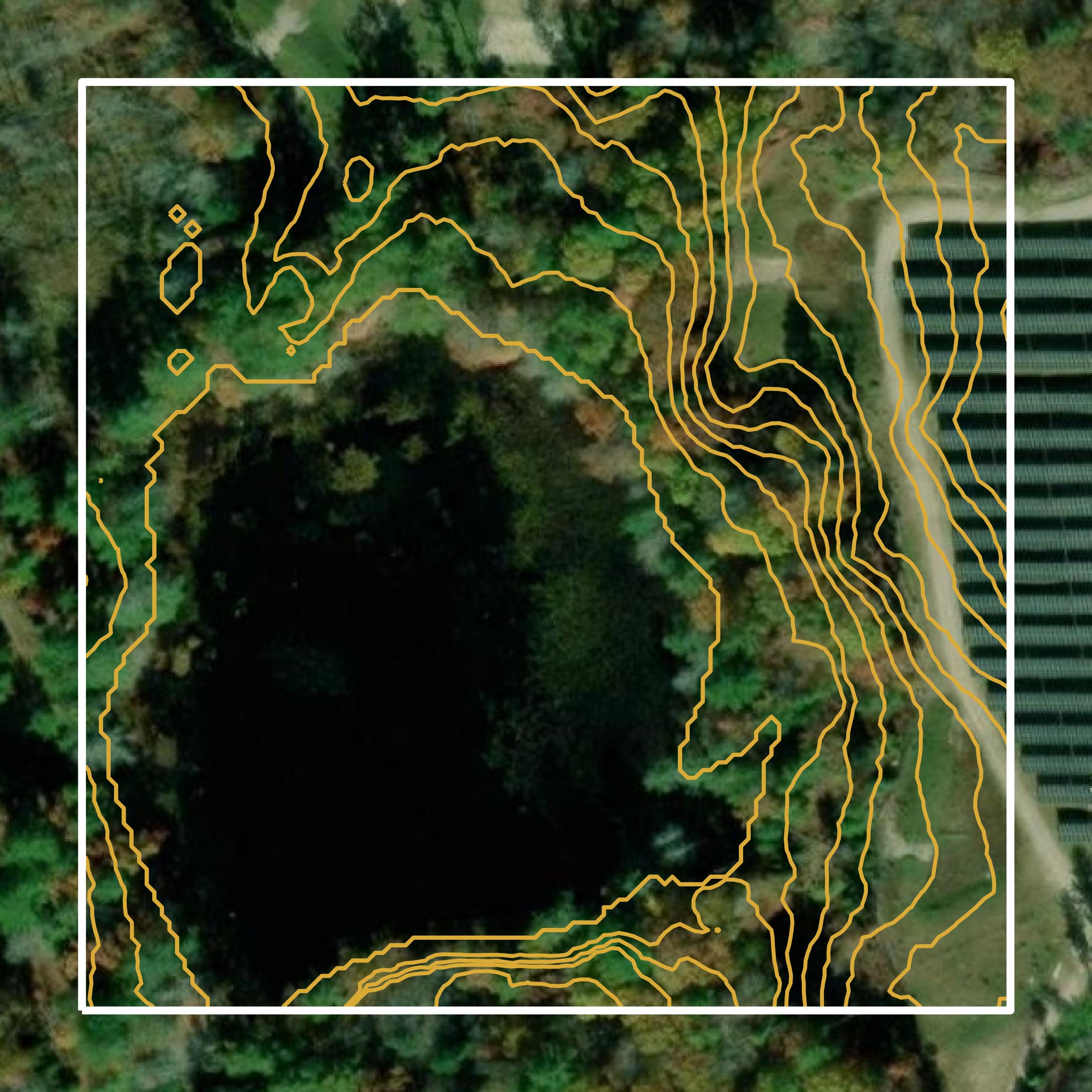This image shows a contour map in Kent County created using GIS data in Equator.