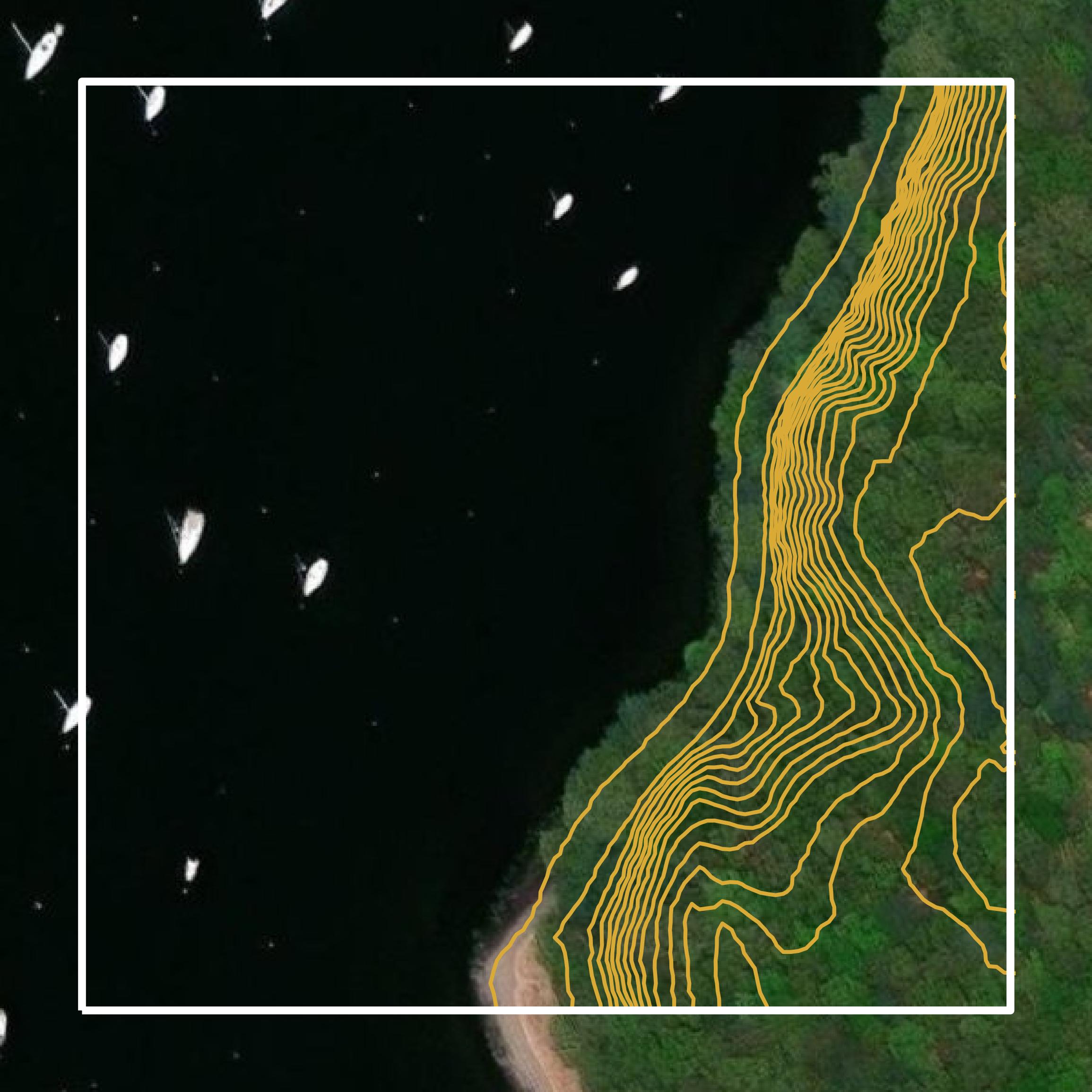 This image shows a contour map in Kent County created using GIS data in Equator.