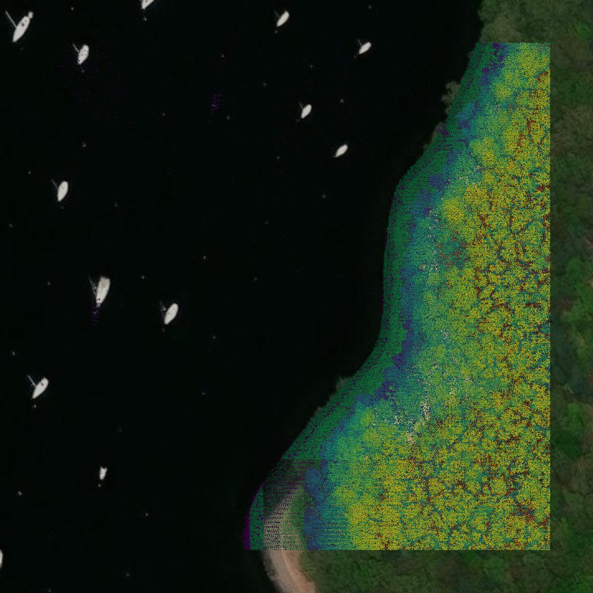 This image shows a LiDAR point cloud in Kent County created using GIS data in Equator.