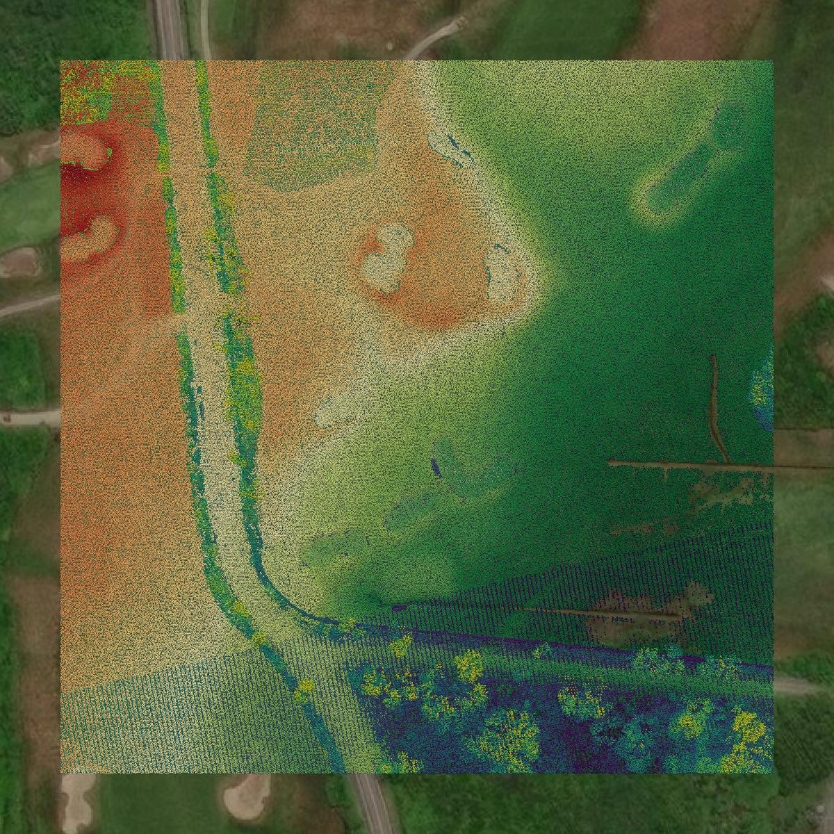 This image shows a LiDAR point cloud in Newport County created using GIS data in Equator.