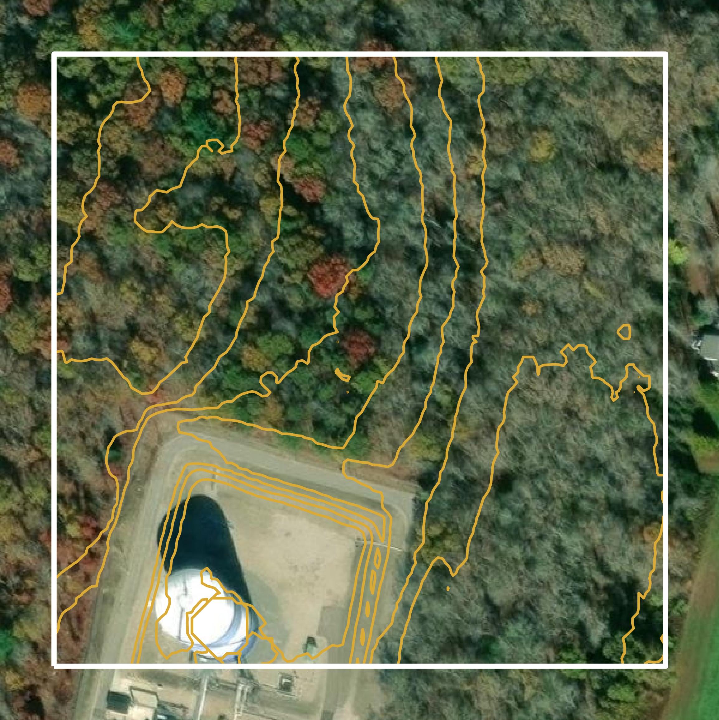 This image shows a contour map in Washington County created using GIS data in Equator.