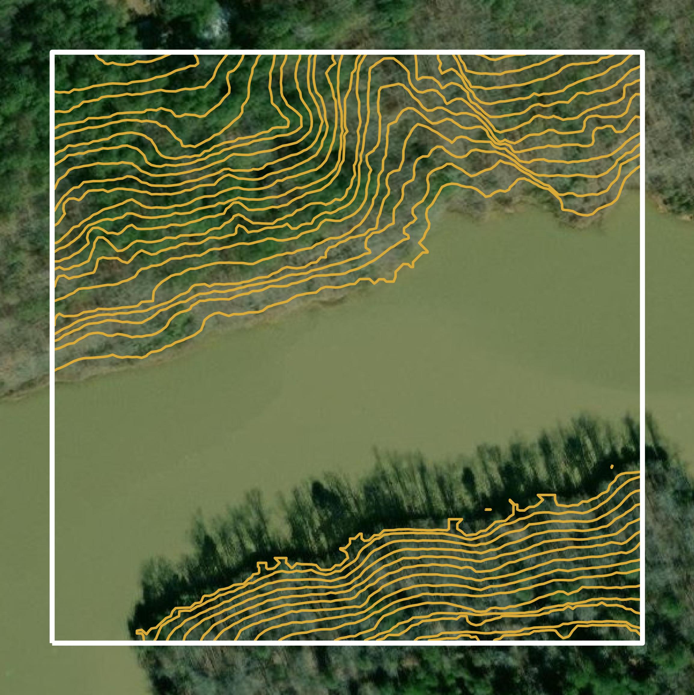 This image shows a contour map in Abbeville County created using GIS data in Equator.