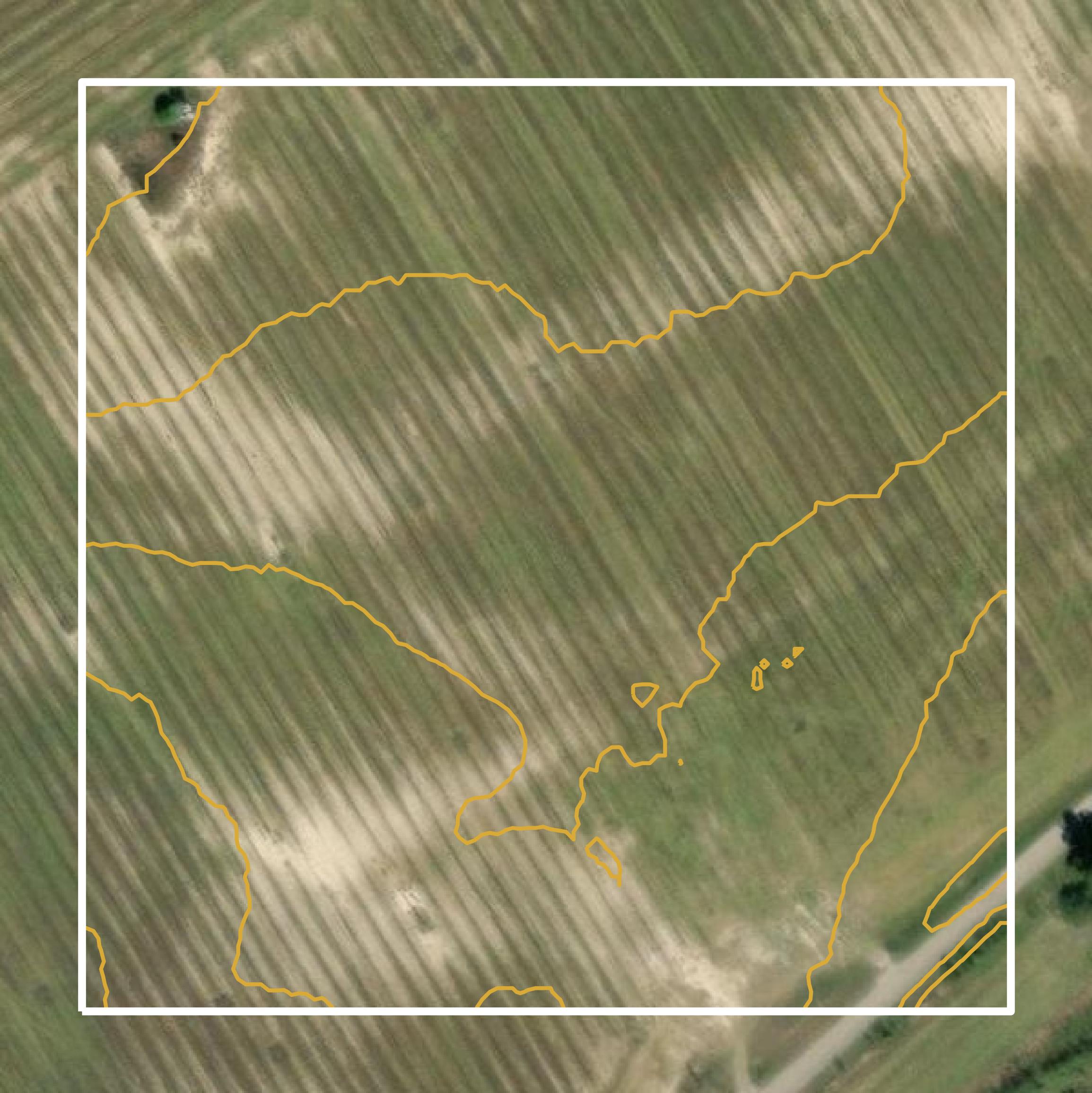 This image shows a contour map in Barnwell County created using GIS data in Equator.