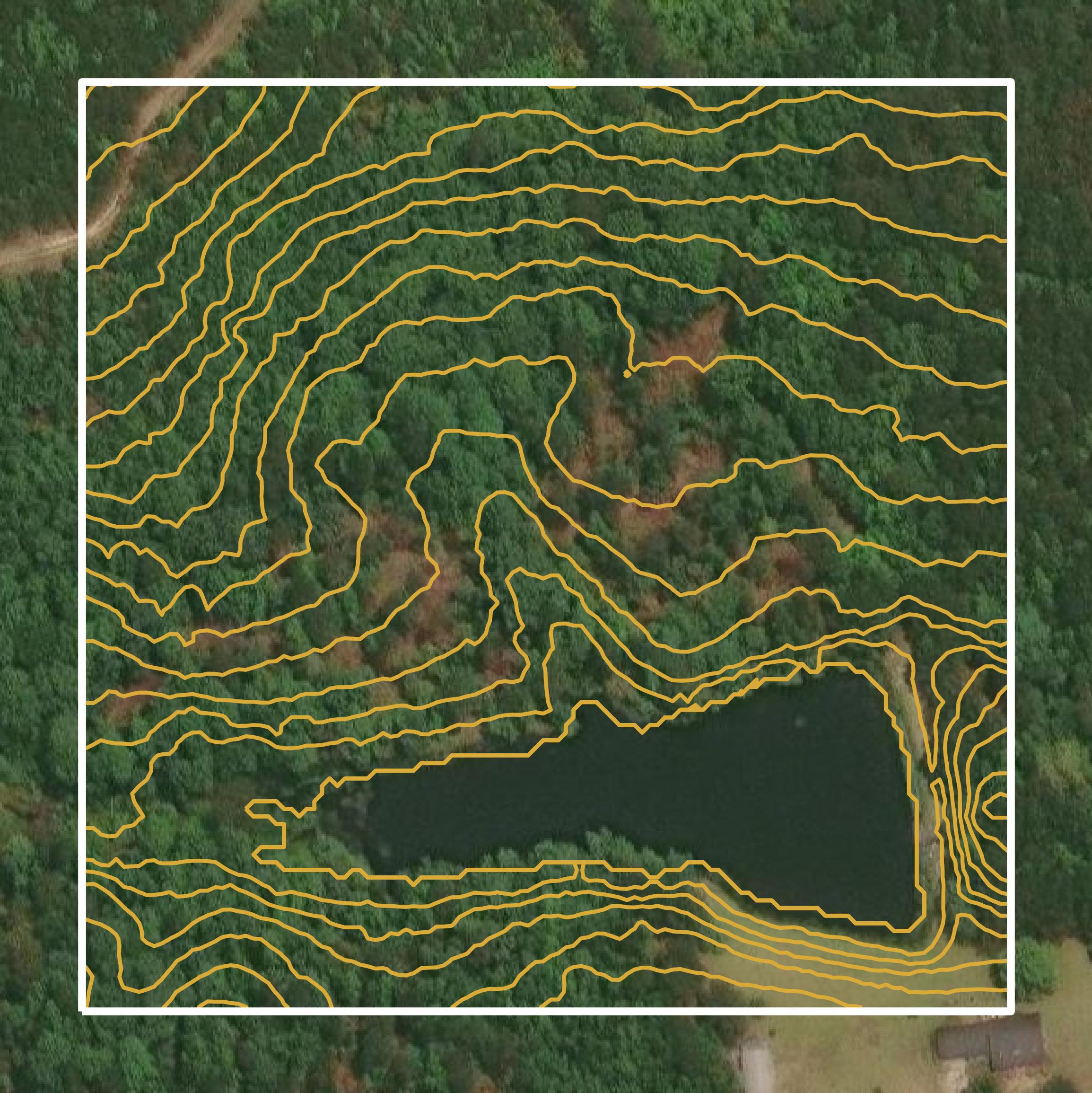 This image shows a contour map in Calhoun County created using GIS data in Equator.