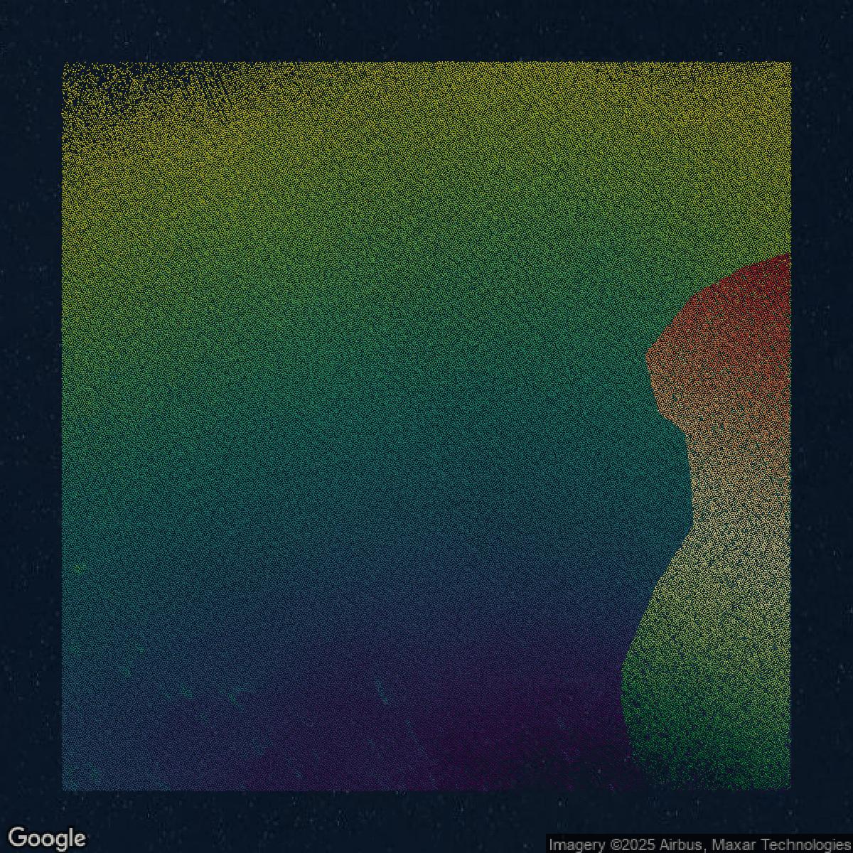 This image shows a LiDAR point cloud in Charleston County created using GIS data in Equator.