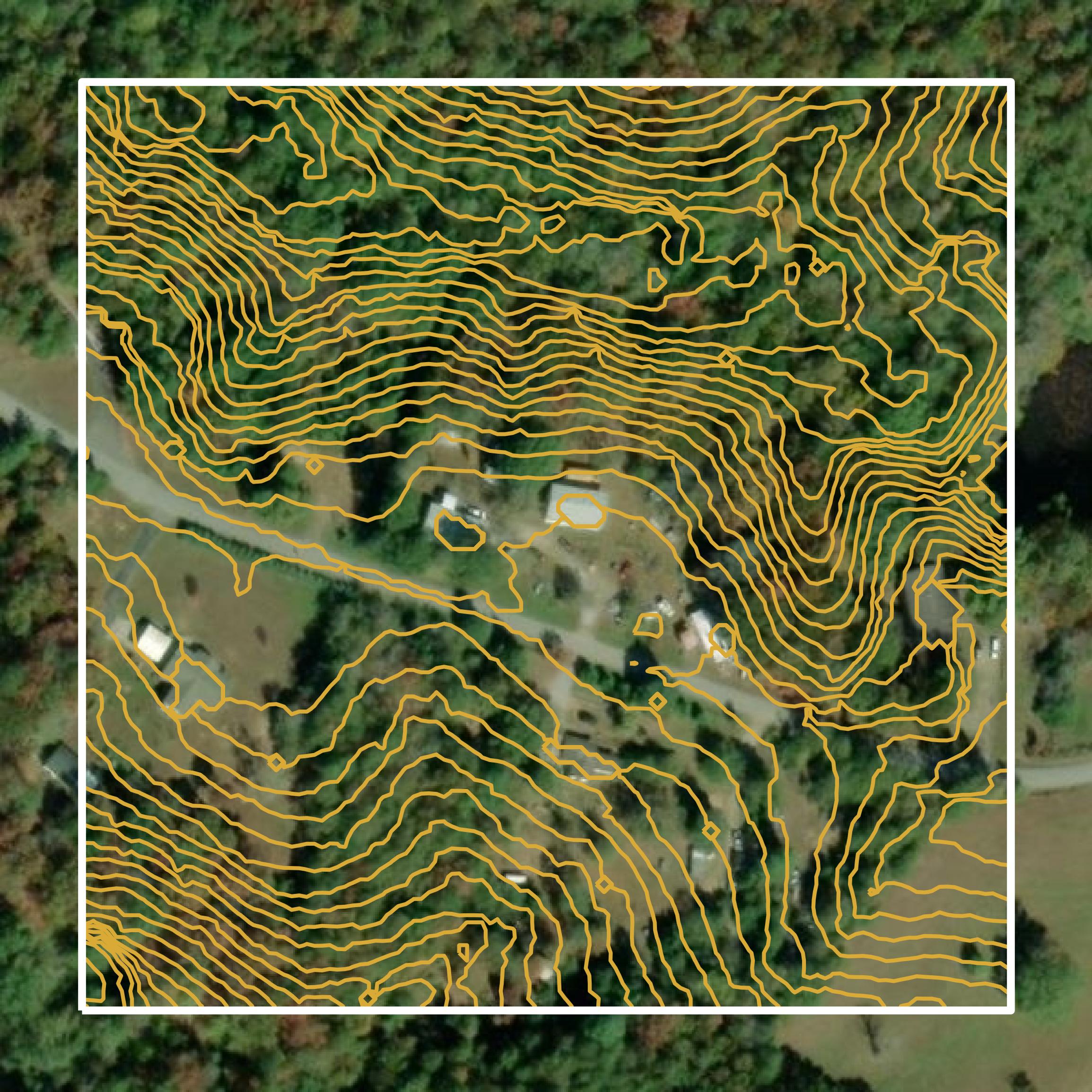 This image shows a contour map in Cherokee County created using GIS data in Equator.