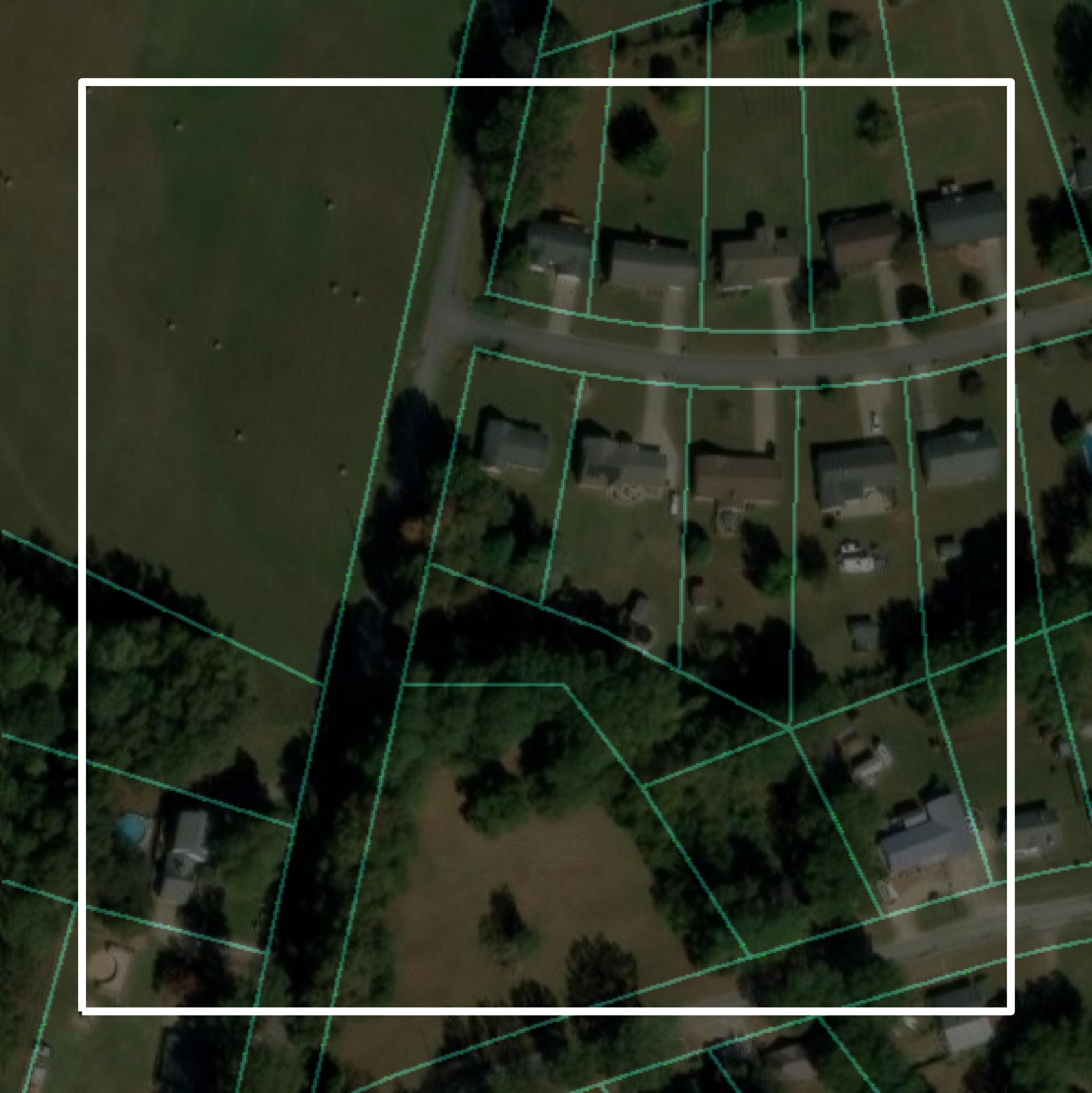 This image shows parcel and building data in Cherokee County created using GIS data in Equator.