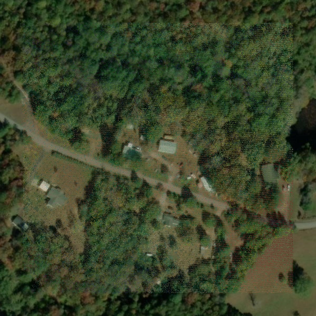 This image shows a LiDAR point cloud in Cherokee County created using GIS data in Equator.