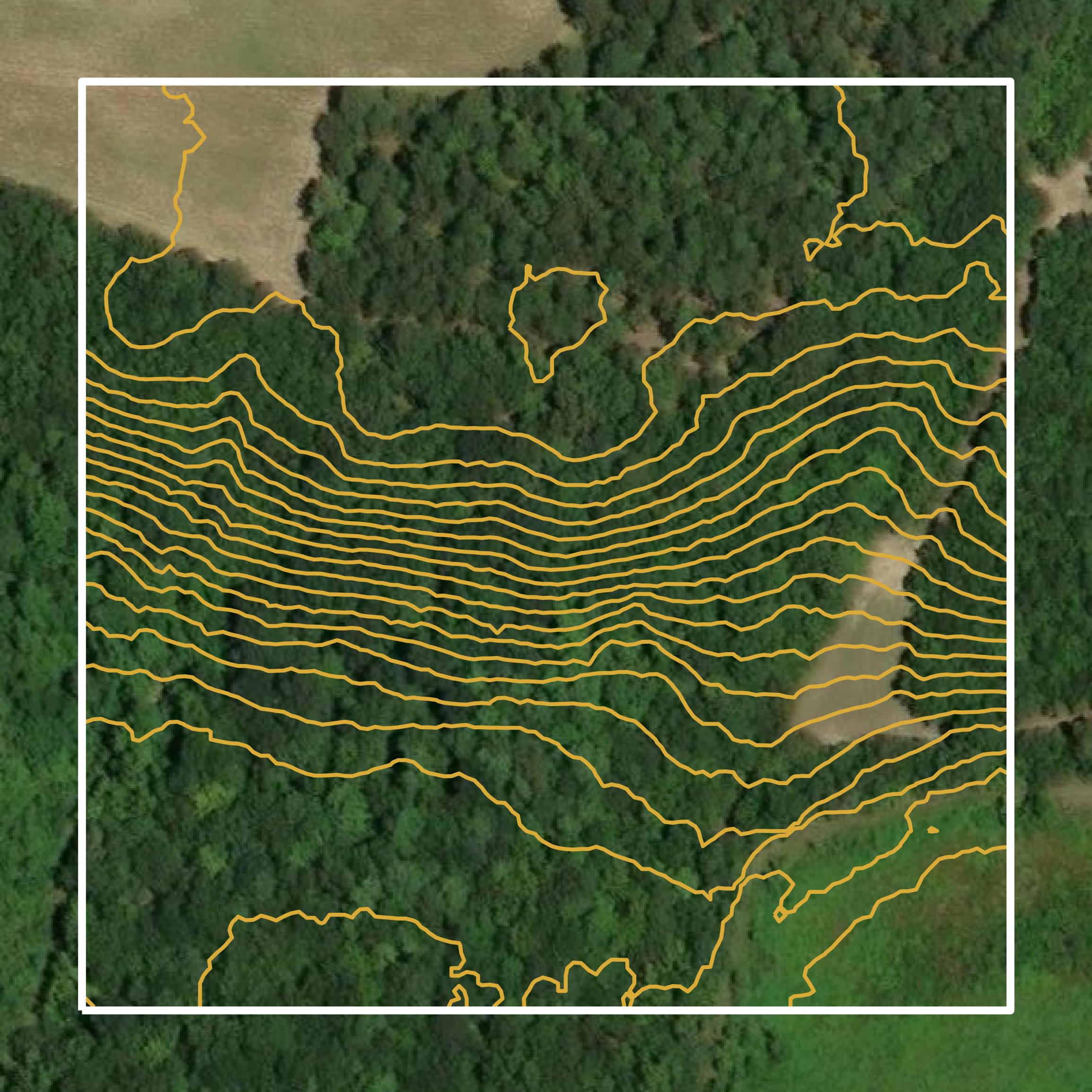 This image shows a contour map in Clarendon County created using GIS data in Equator.