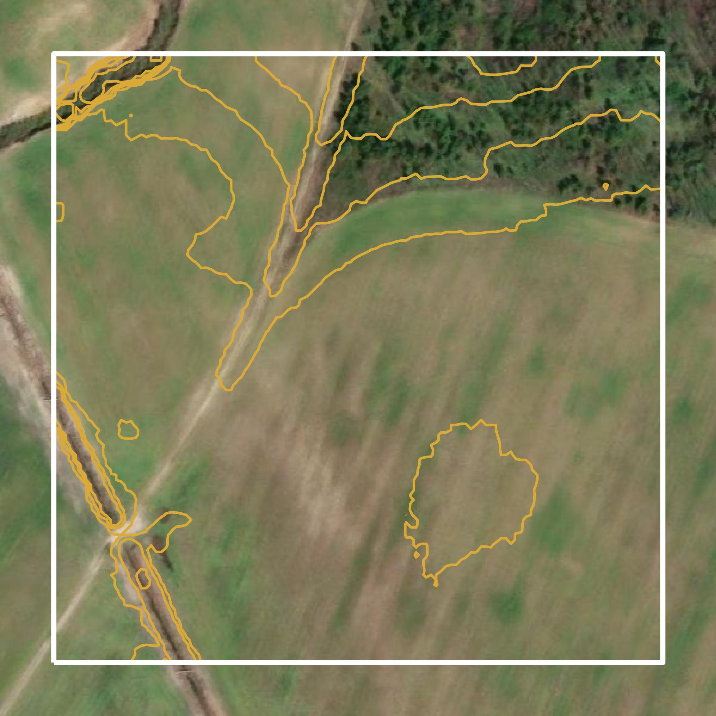 This image shows a contour map in Darlington County created using GIS data in Equator.