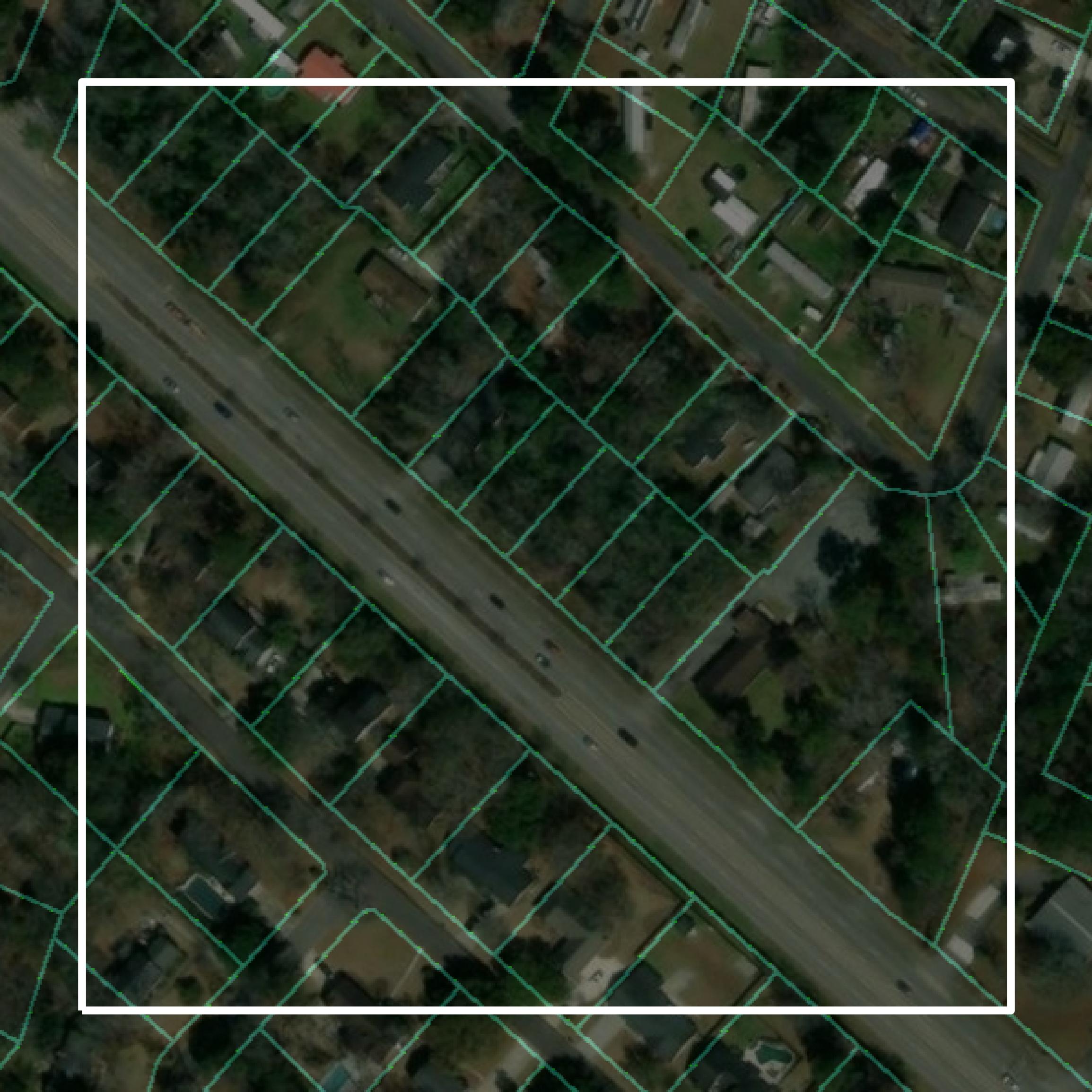 This image shows parcel and building data in Dorchester County created using GIS data in Equator.