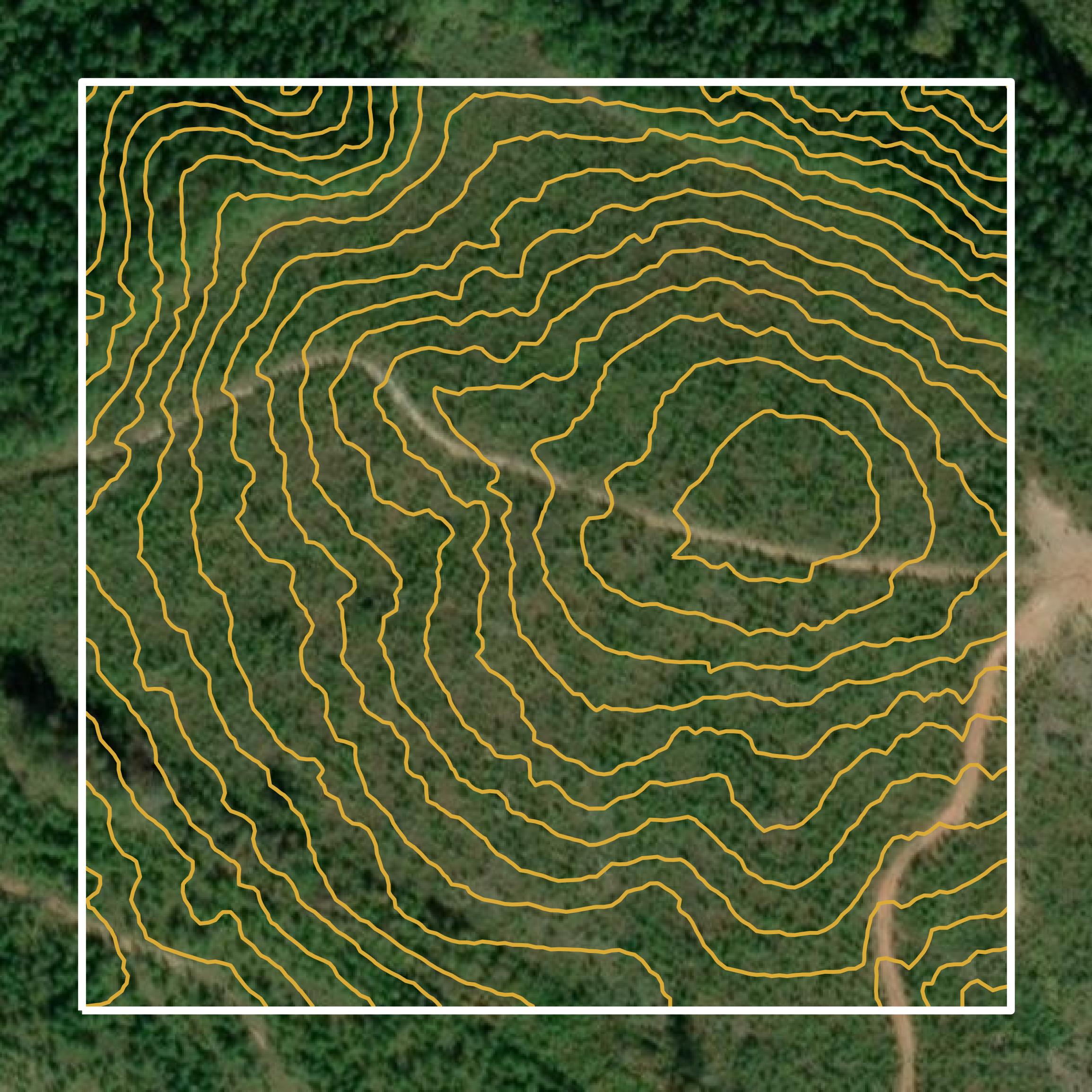 This image shows a contour map in Edgefield County created using GIS data in Equator.