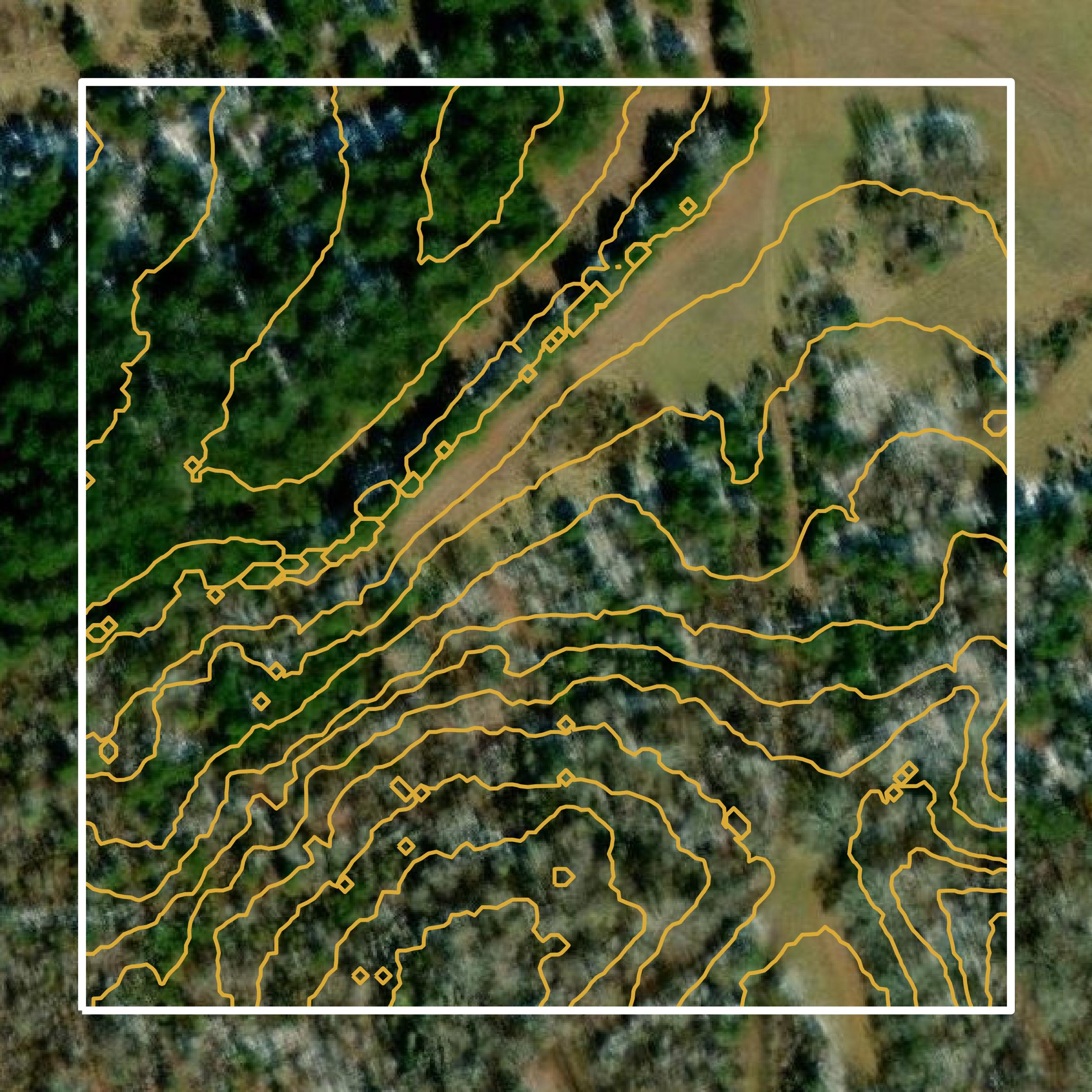 This image shows a contour map in Fairfield County created using GIS data in Equator.