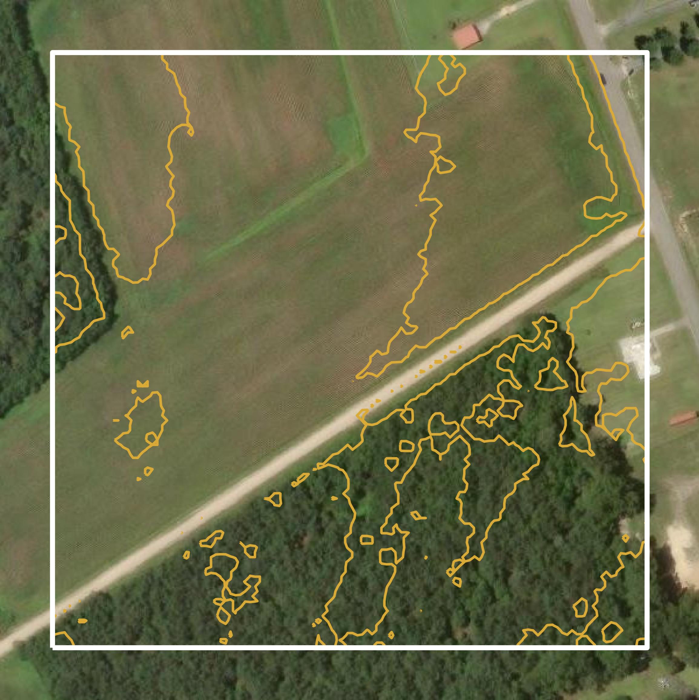 This image shows a contour map in Florence County created using GIS data in Equator.