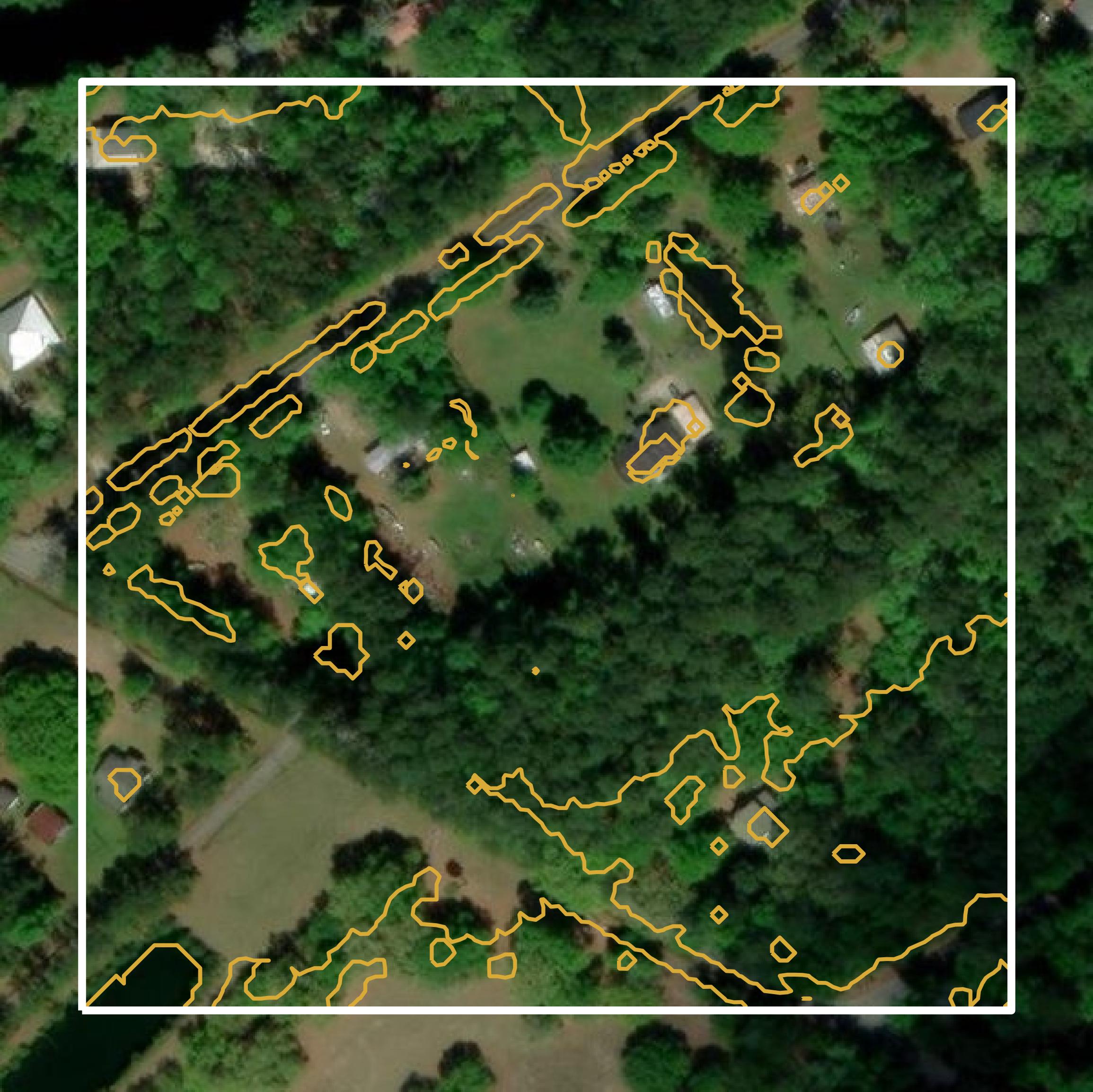 This image shows a contour map in Georgetown County created using GIS data in Equator.
