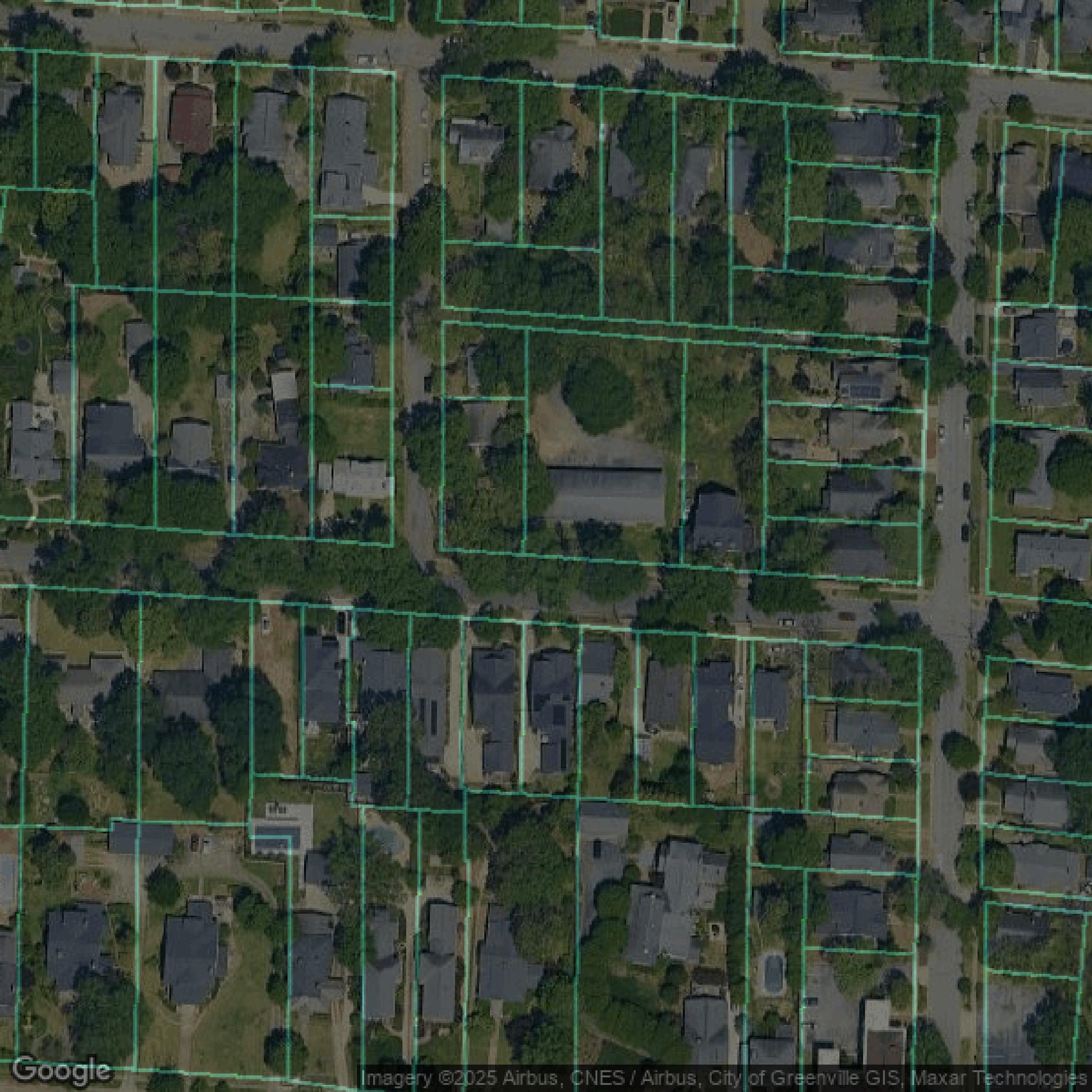 This image shows parcel data in Greenville County created using GIS data in Equator.