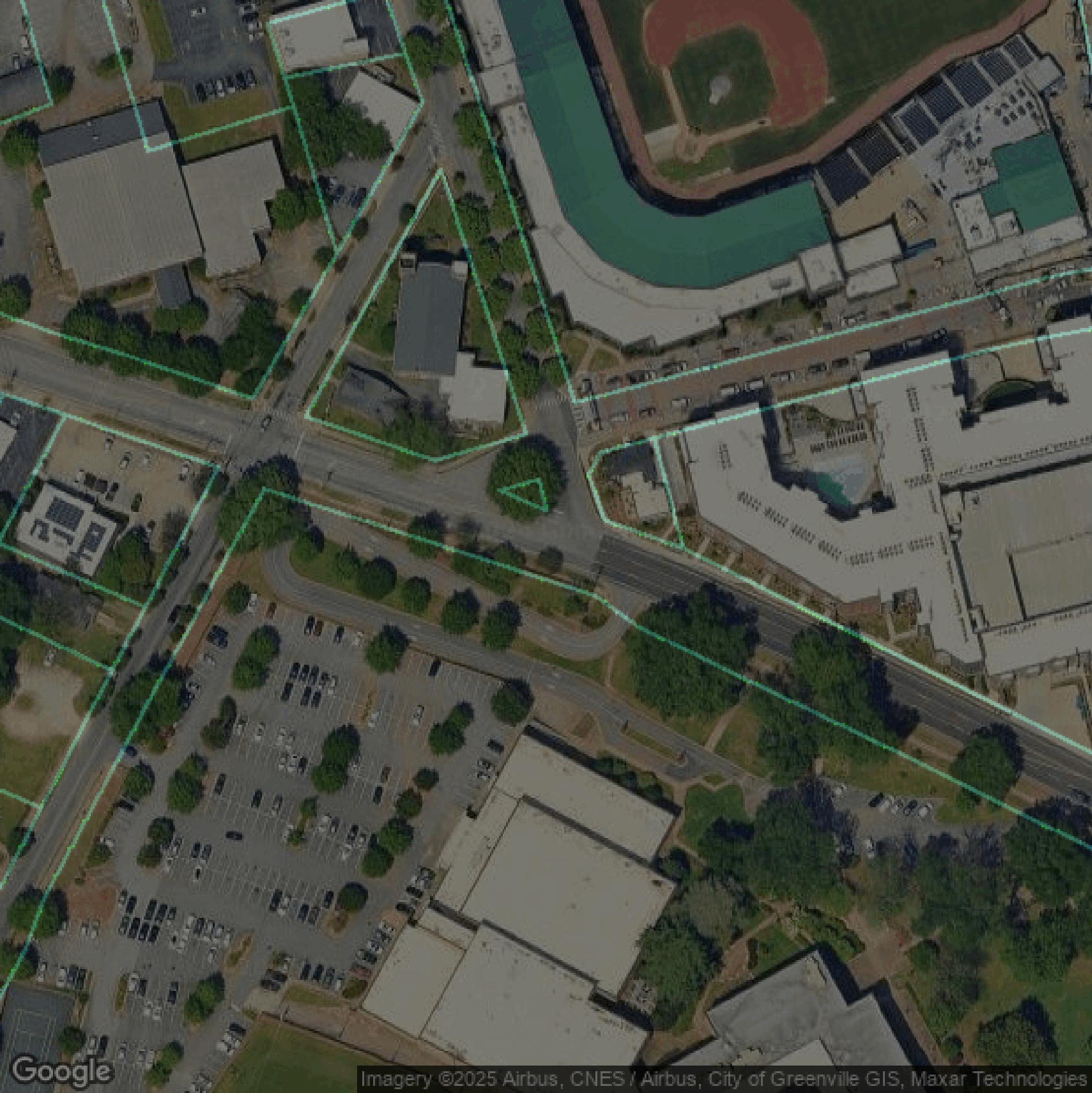 This image shows parcel data in Greenville County created using GIS data in Equator.