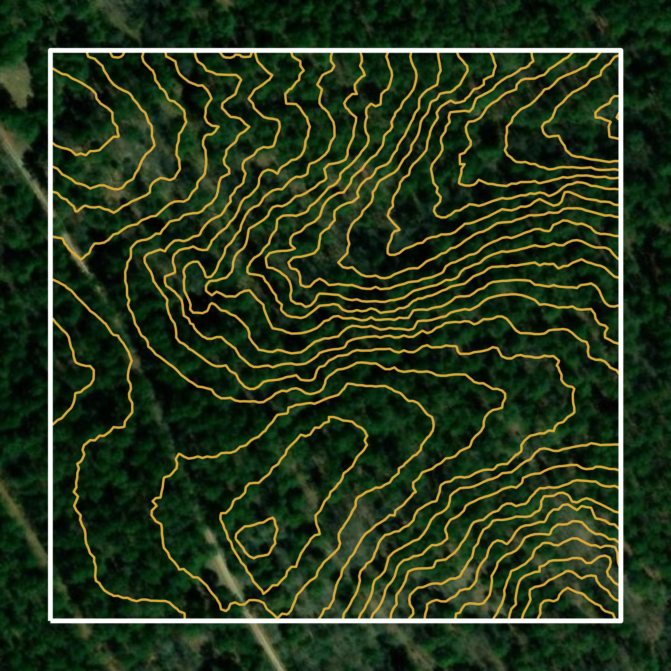 This image shows a contour map in Greenwood County created using GIS data in Equator.