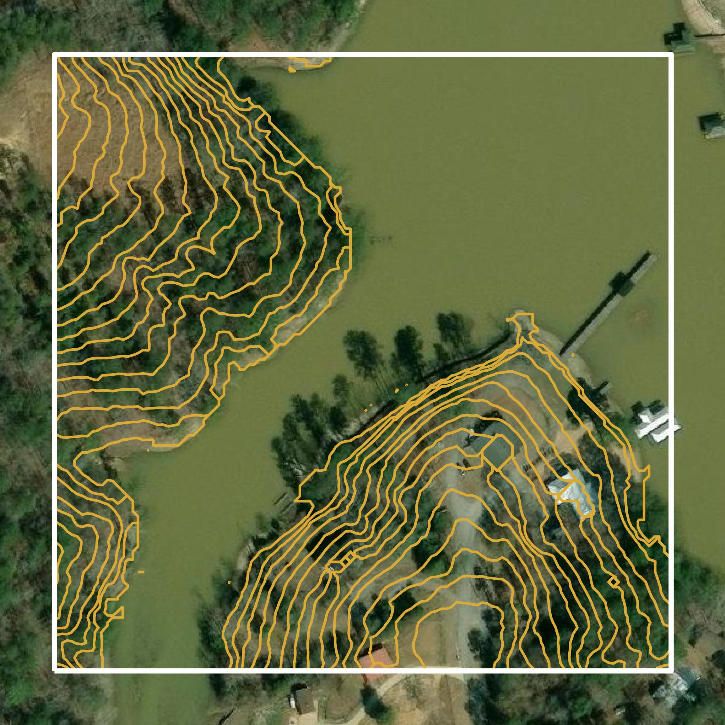 This image shows a contour map in Greenwood County created using GIS data in Equator.