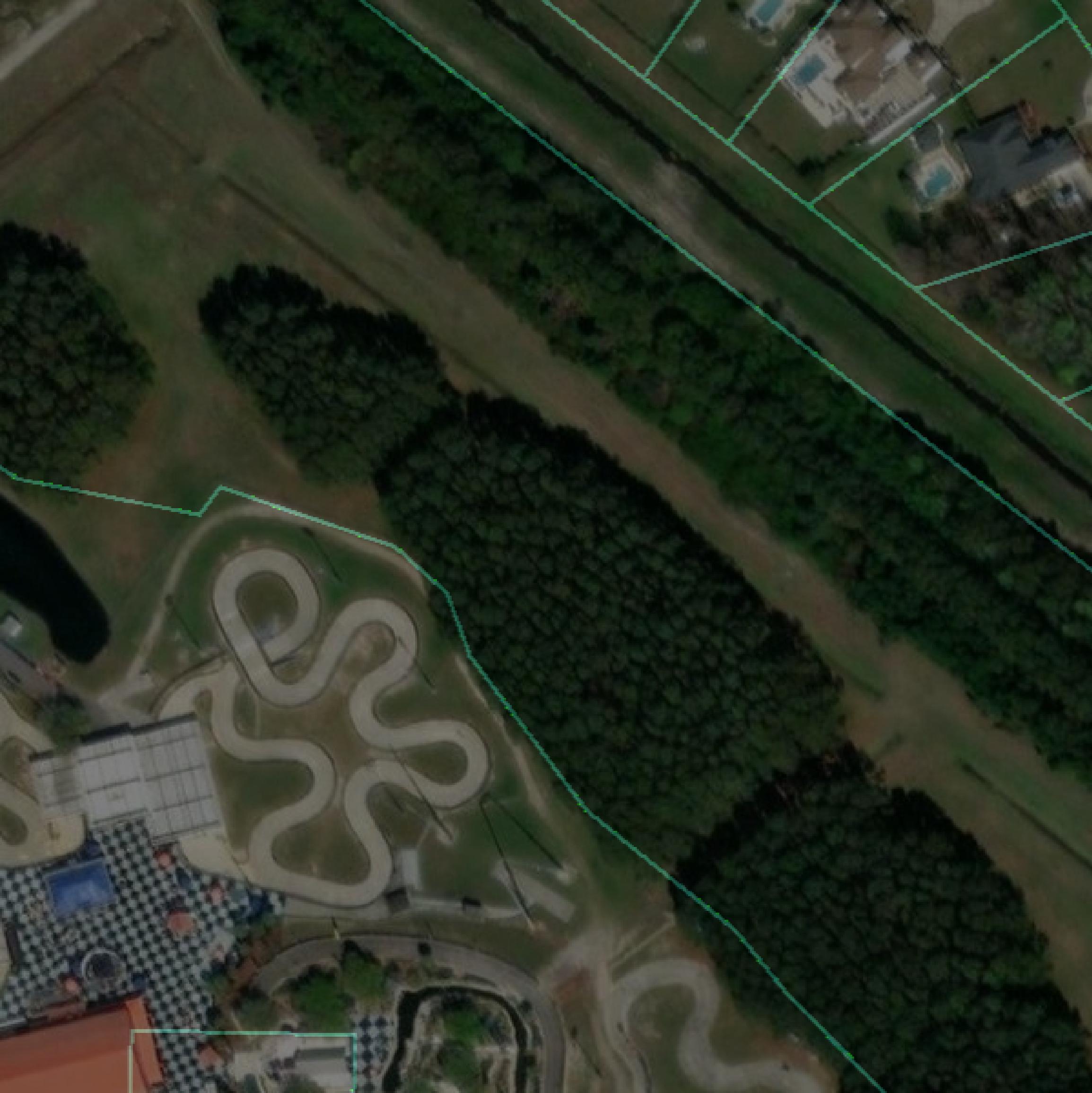 This image shows parcel and building data in Horry County created using GIS data in Equator.