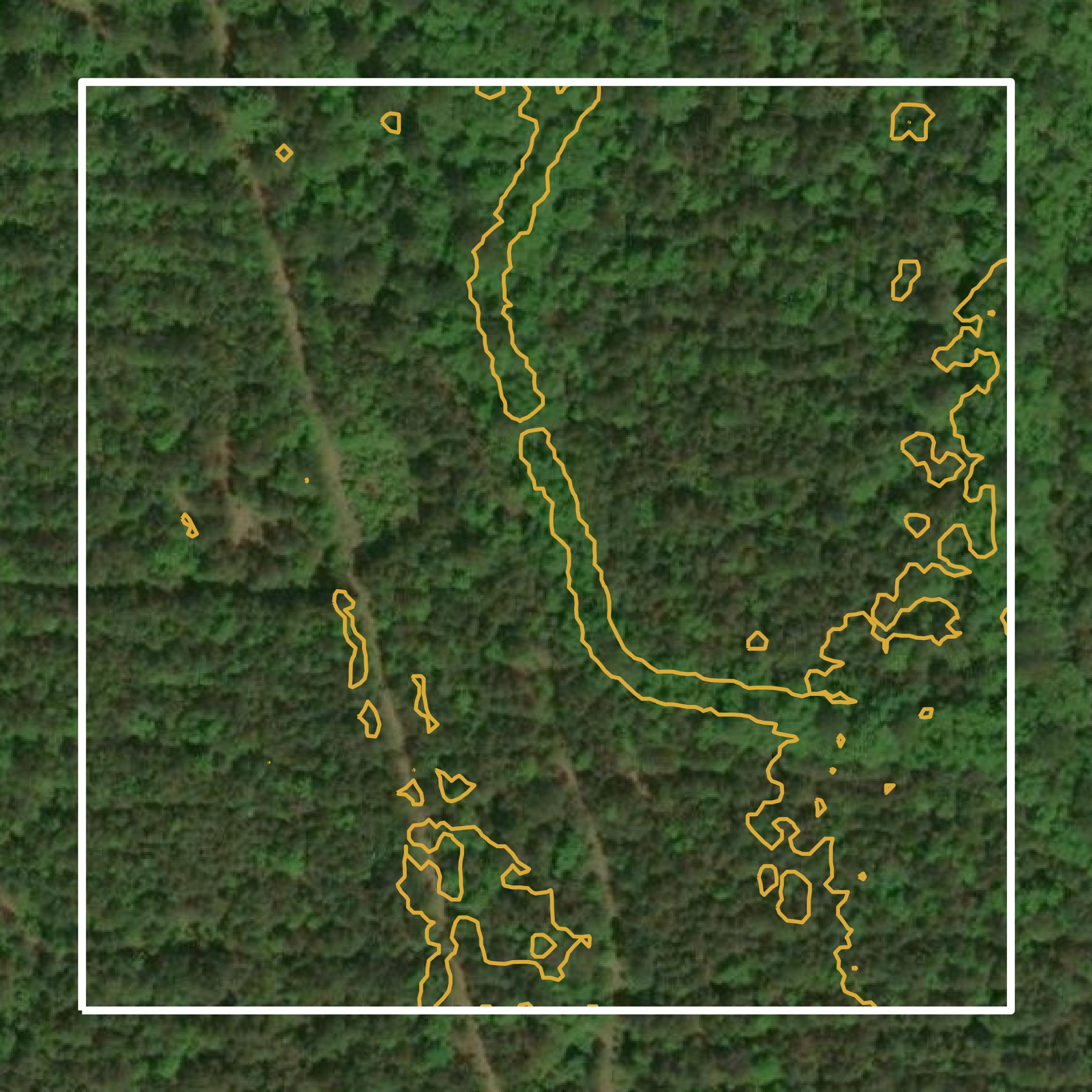 This image shows a contour map in Jasper County created using GIS data in Equator.
