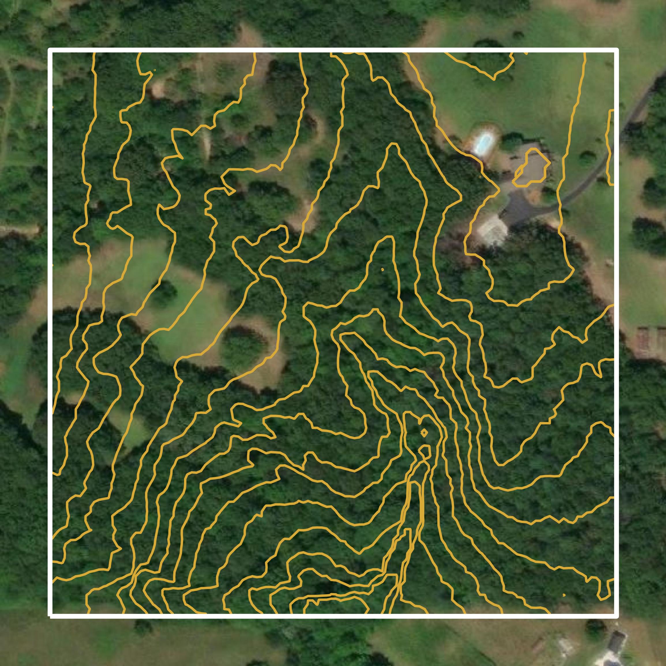 This image shows a contour map in Laurens County created using GIS data in Equator.