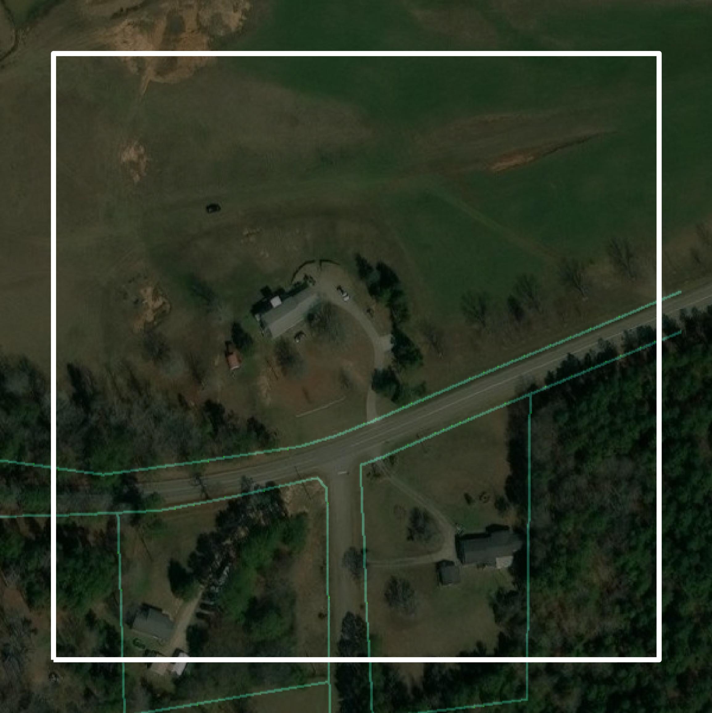 This image shows parcel and building data in Laurens County created using GIS data in Equator.