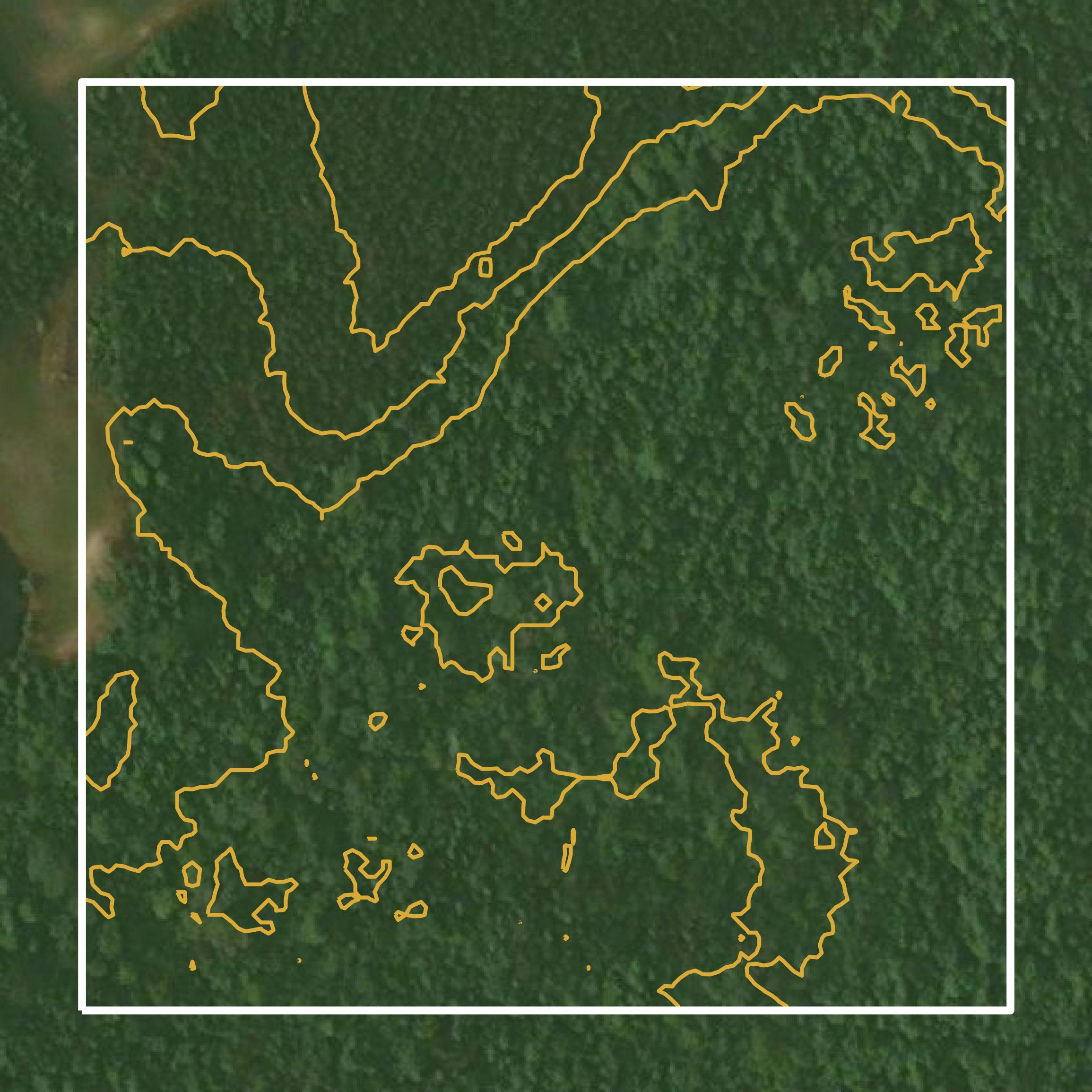This image shows a contour map in Lee County created using GIS data in Equator.