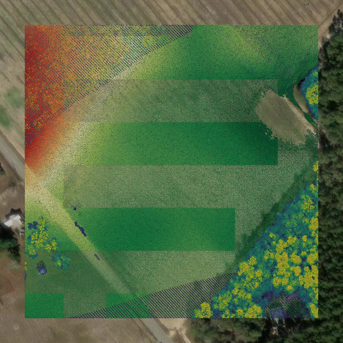 This image shows a LiDAR point cloud in Lexington County created using GIS data in Equator.
