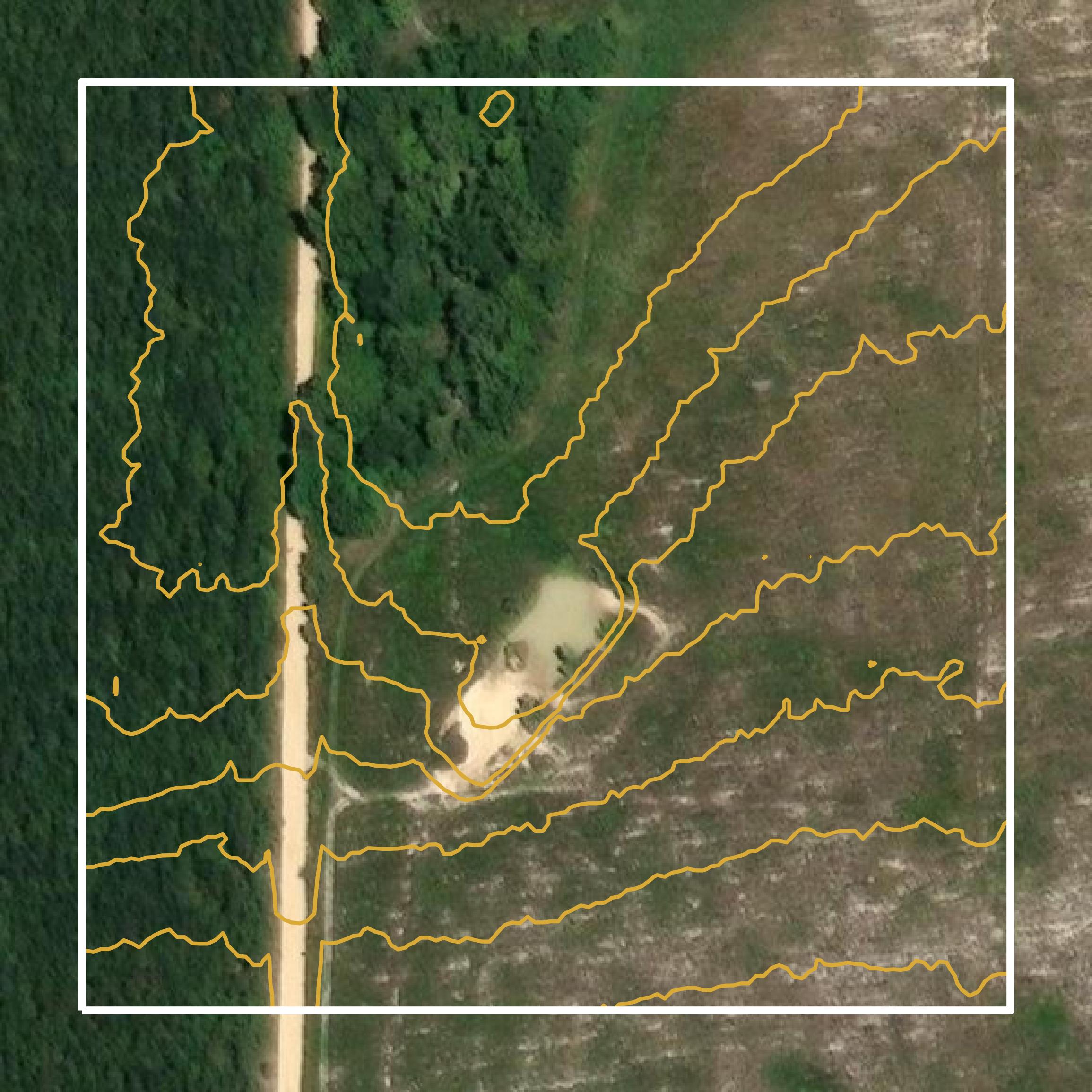 This image shows a contour map in Marlboro County created using GIS data in Equator.