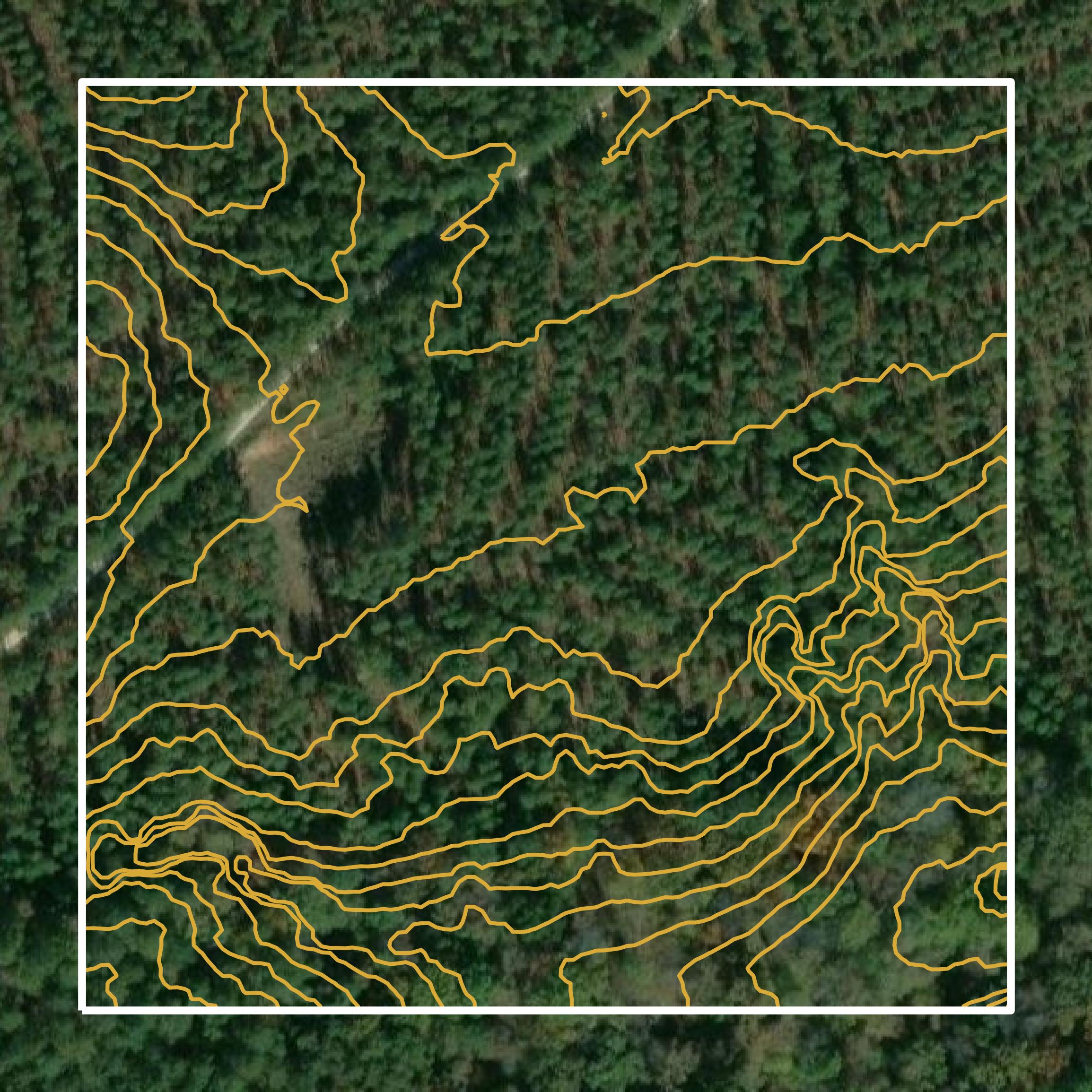 This image shows a contour map in Newberry County created using GIS data in Equator.